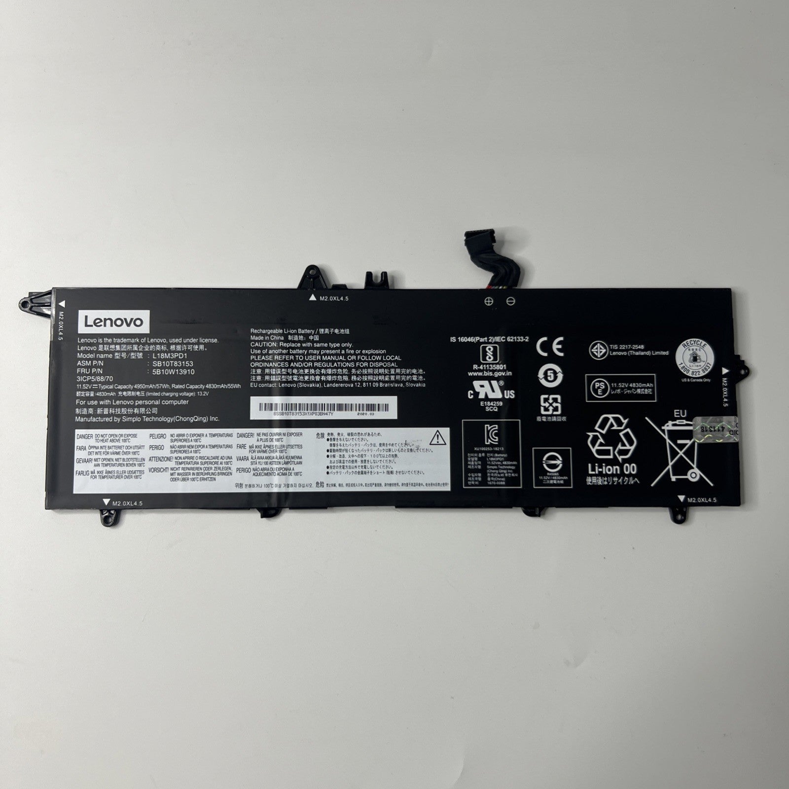 Genuine Lenovo THINKPAD T14S T490S T495S Battery 20QJ 20QK 20UH 20UJ L18L3PD1