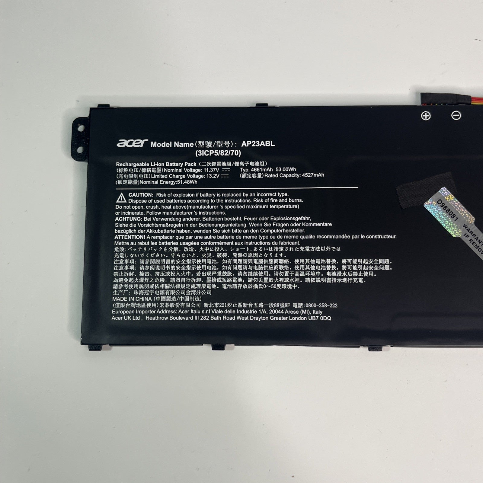 Genuine AP23AbL Acer Battery 4661 mAh 11.37V 53Wh For Acer Cb311 C723