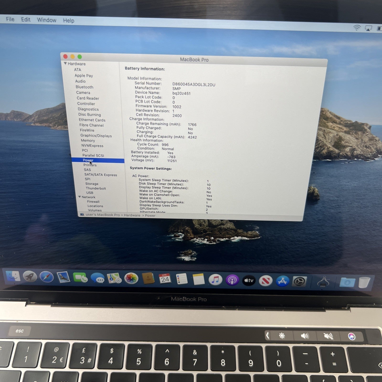 Apple MacBook Pro A2159 2019 13"  Touch Bar Core i5-8257U 1.4GHz 128GB SSD 8GB