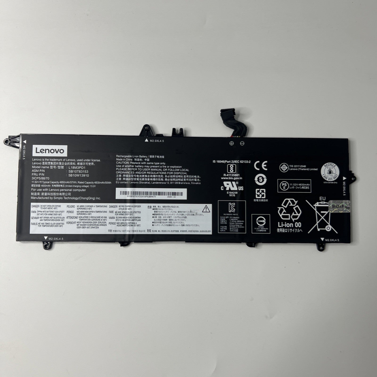 Genuine Lenovo THINKPAD T14S T490S T495S Battery 20QJ 20QK 20UH 20UJ L18L3PD1