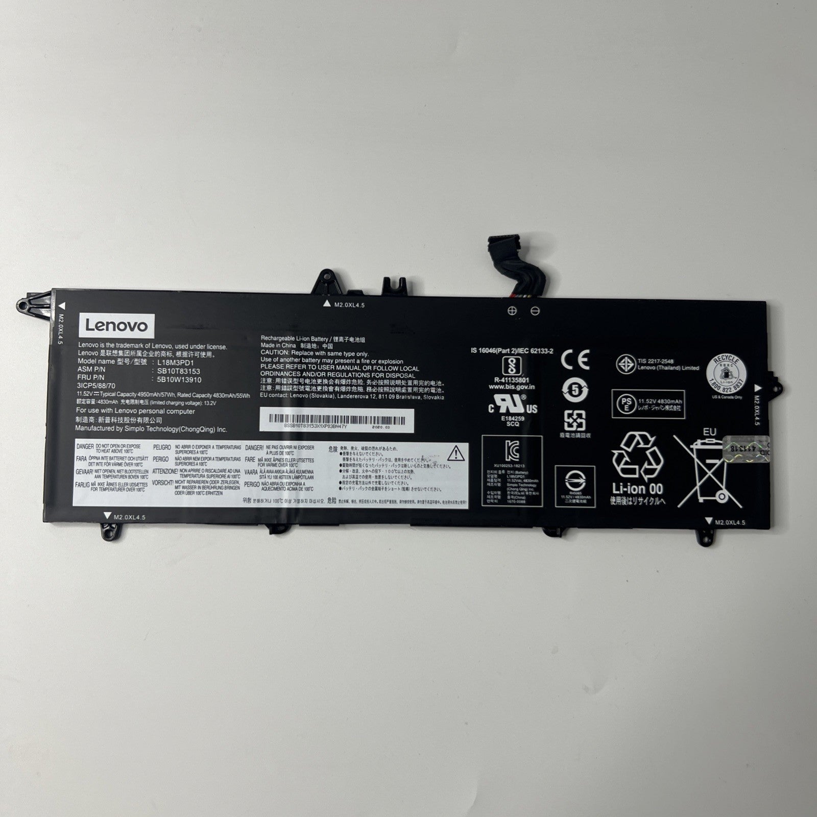 Genuine Lenovo THINKPAD T14S T490S T495S Battery 20QJ 20QK 20UH 20UJ L18L3PD1