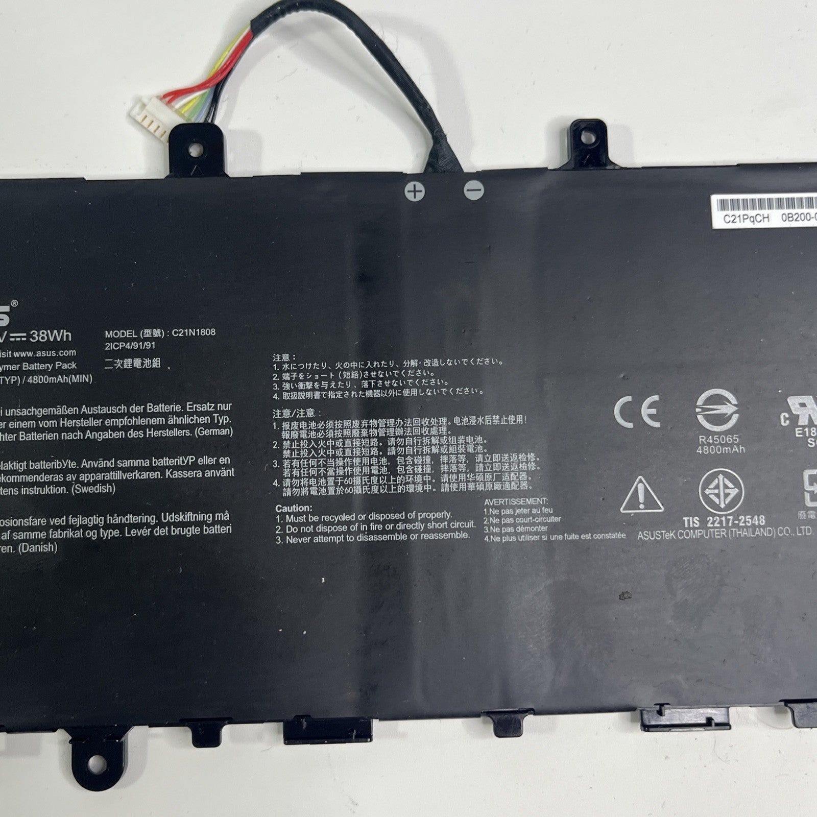 Battery For Asus Chromebook C423N 14 Series 38Wh C21N1808 Good Health
