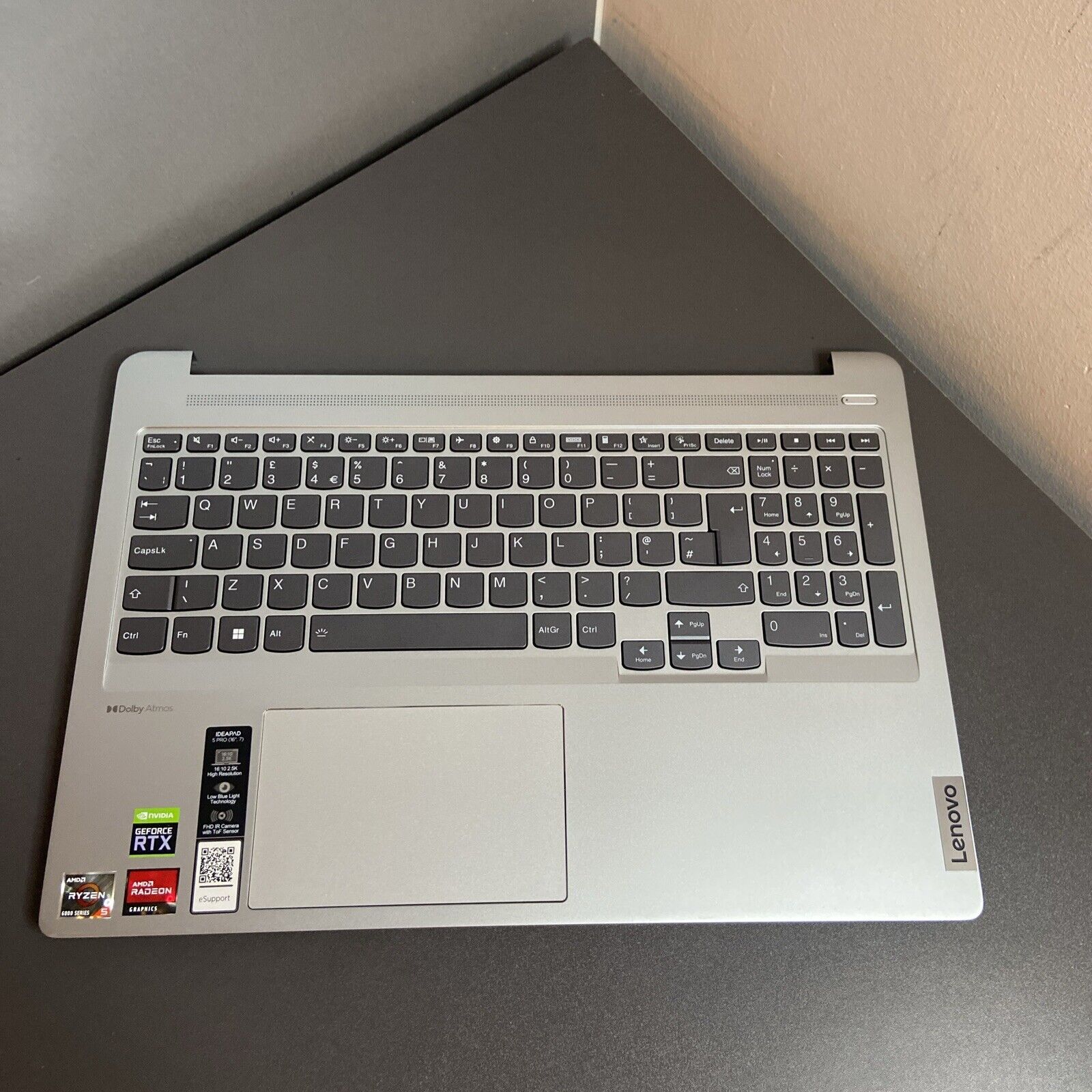 Lenovo IdeaPad 5 Pro 16ARH7 Palmrest Touchpad Cover Keyboard UK  5CB1J08759
