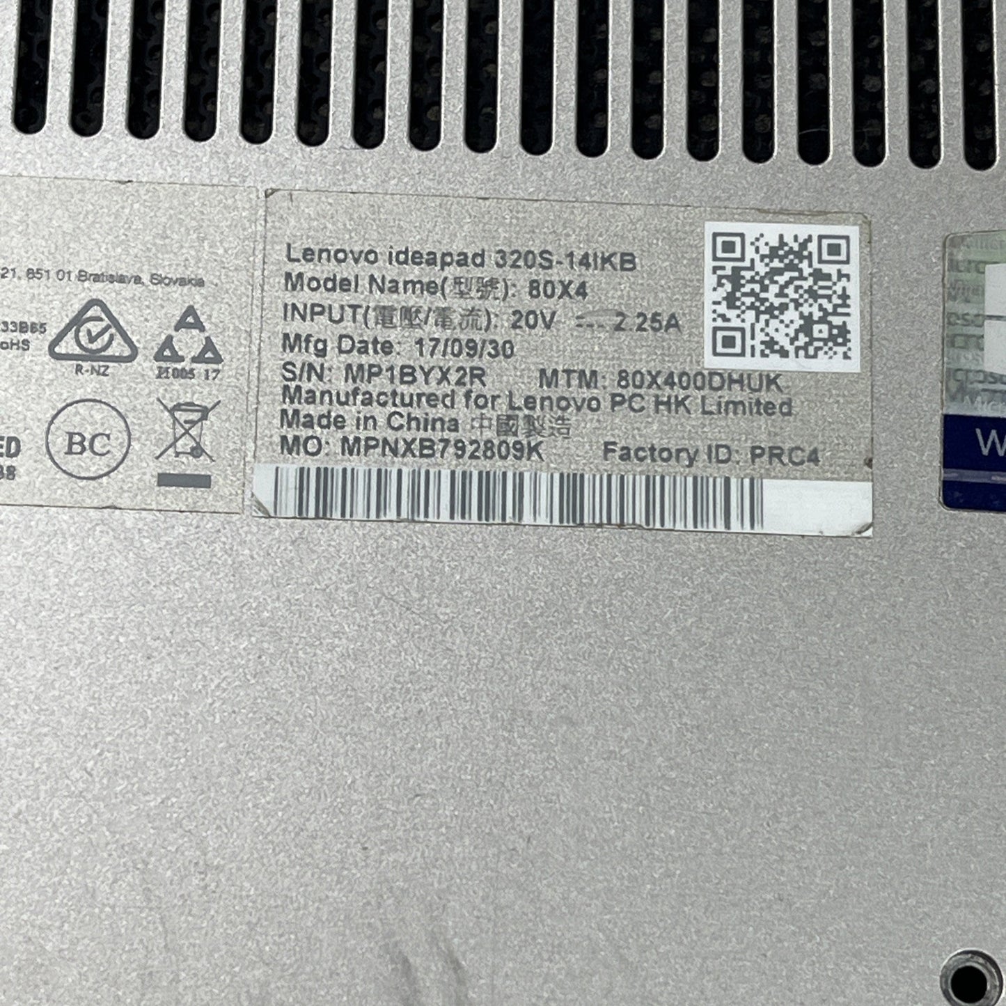 Genuine Sliver Lenovo Ideapad 320S-14IKB Base Bottom Chassis Cover
