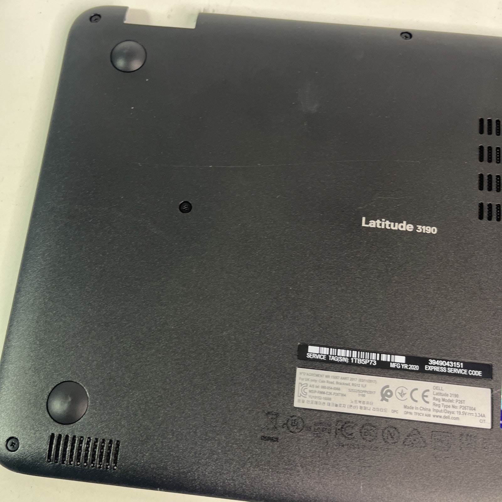 Genuine Black Dell Latitude 3190 Bottom Base Case Cover Cn-0RNMRJ. Grade B