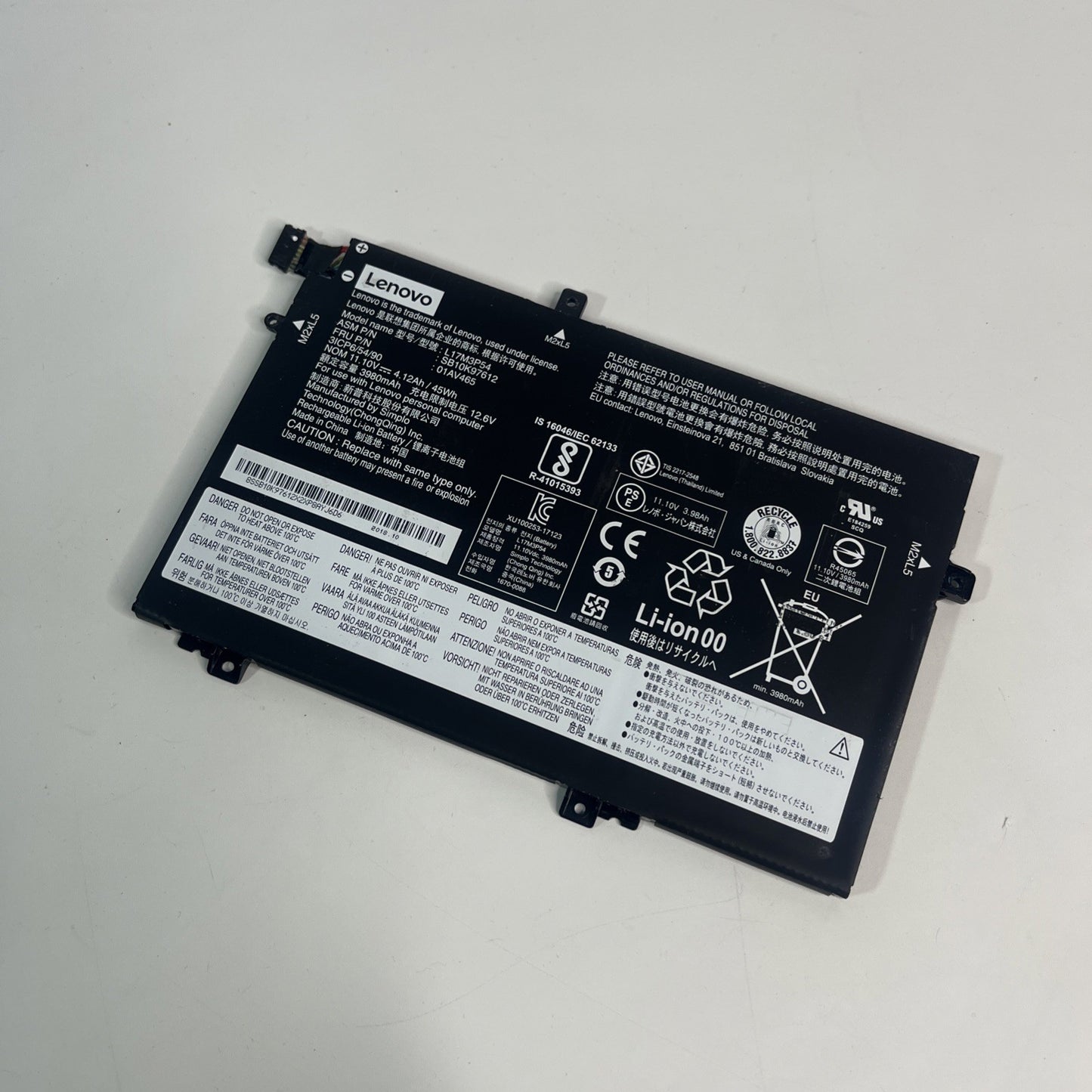 Genuine Black Lenovo ThinkPad L480 Battery L17M3p54 Good Health