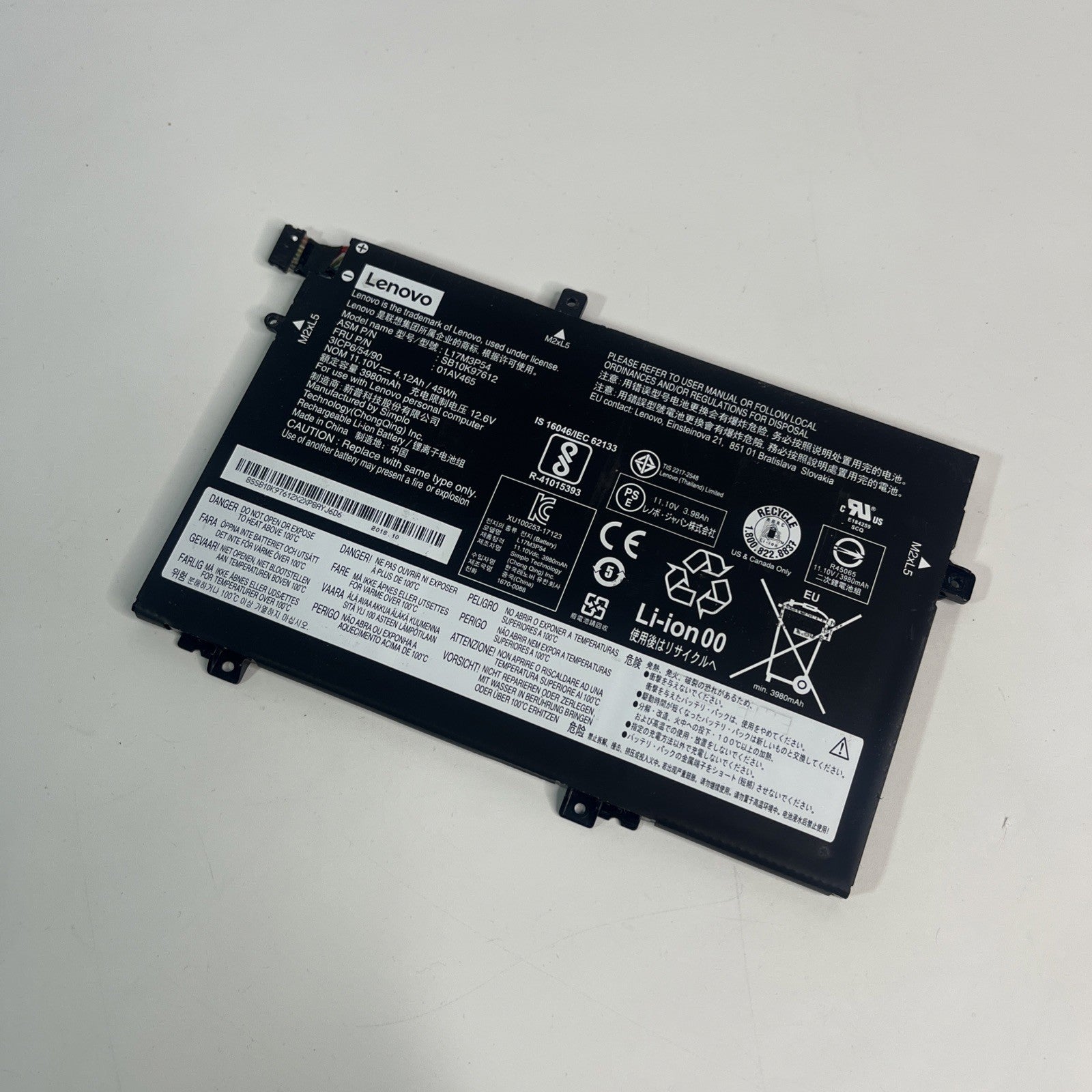 Genuine Black Lenovo ThinkPad L480 Battery L17M3p54 Good Health