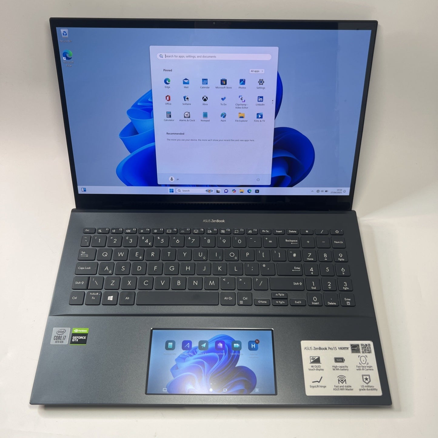 ASUS ZenBook 15 OLED UX535L Intel i7-10870H GTX 1650Ti 16GB RAM 256GB  SSD
