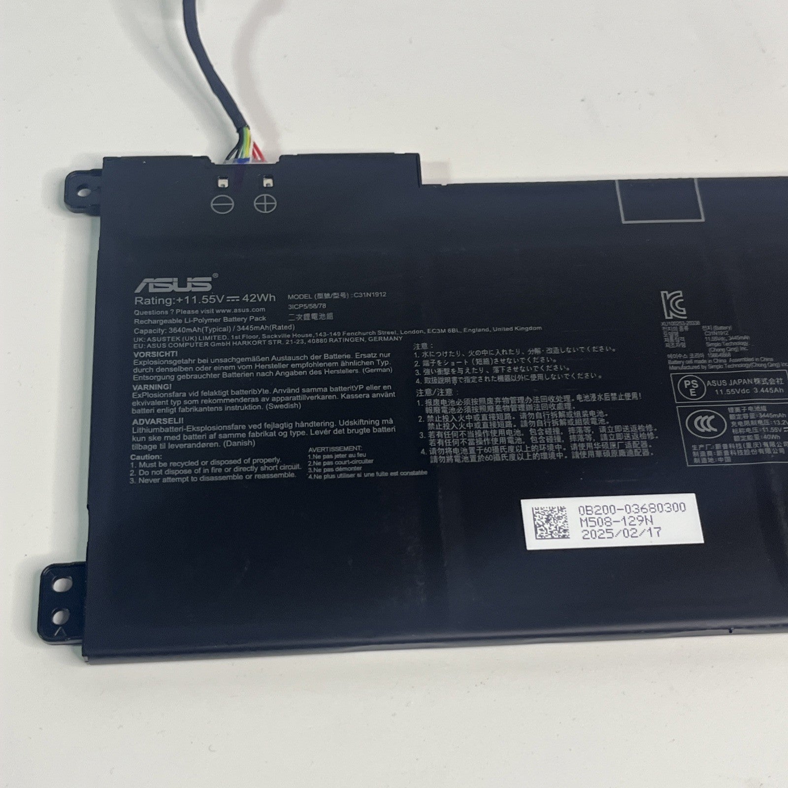 Genuine Asus C31N1911 Laptop Battery for E410K Series. GOOD Health.