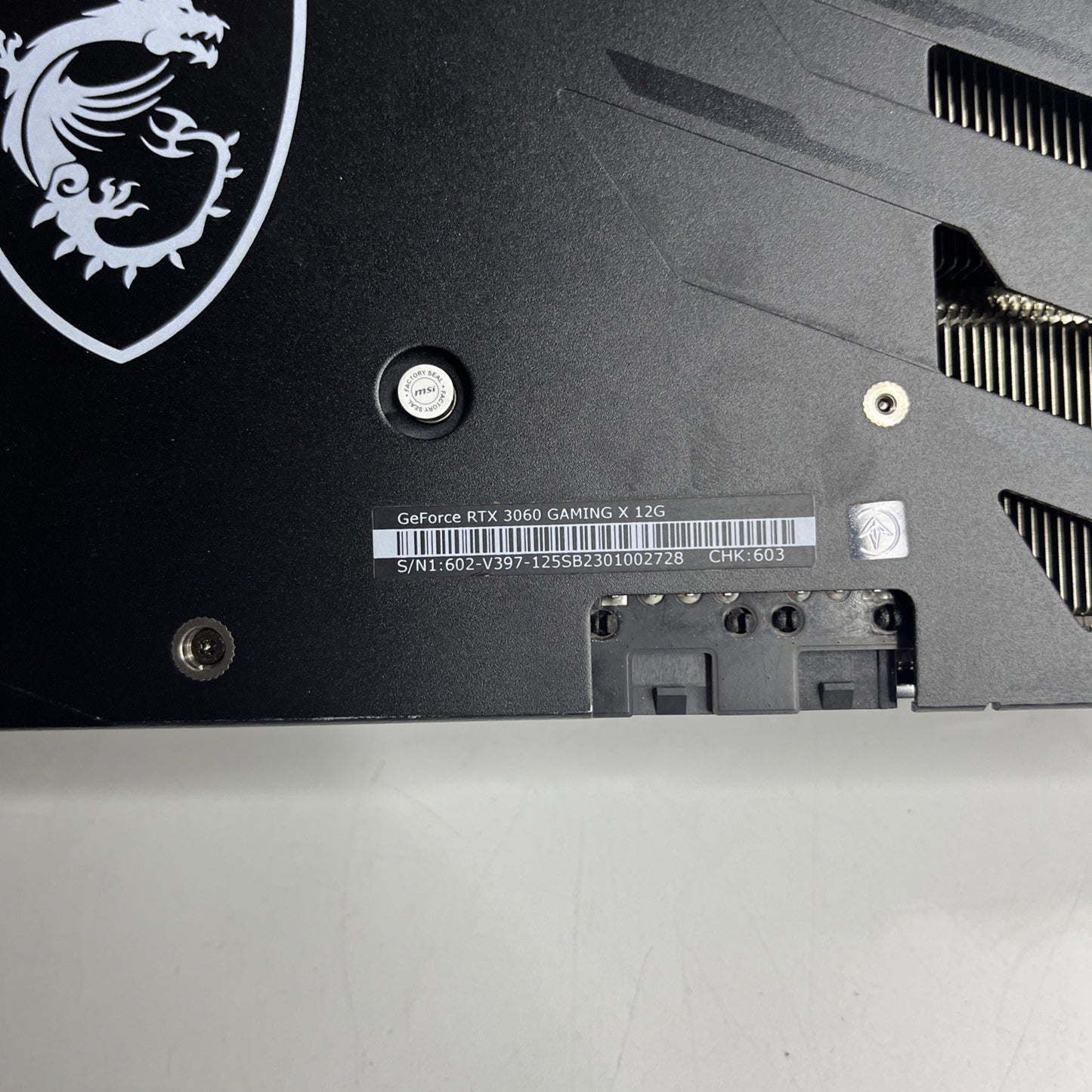 MSI GeForce RTX 3060 GAMING X 12G Computer Graphics Card. Power Up No Display