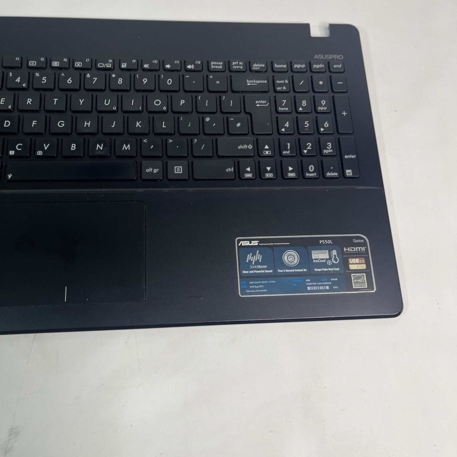 Genuine Black Asus P550L Palmrest & Keyboard And Touchpad 13N0-PEA1F11