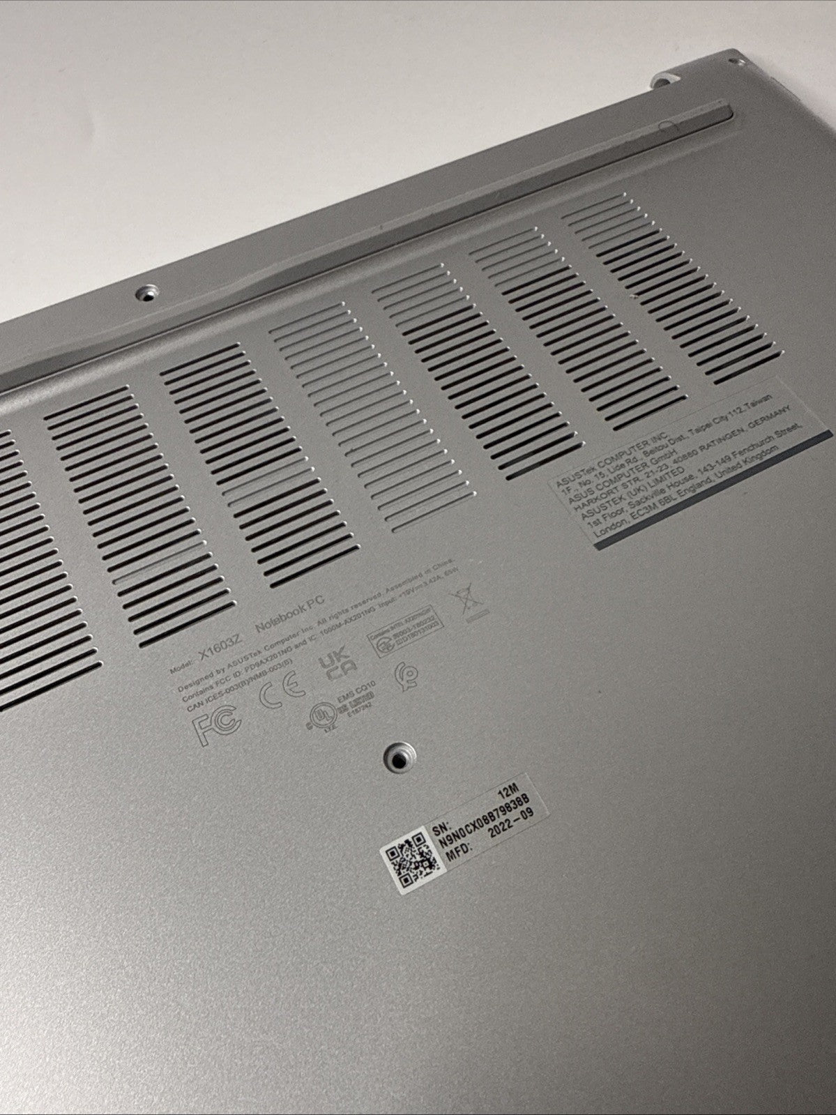 ASUS Vivobook 16X X1603Z bottom base case housing 3PXJIBAJN10