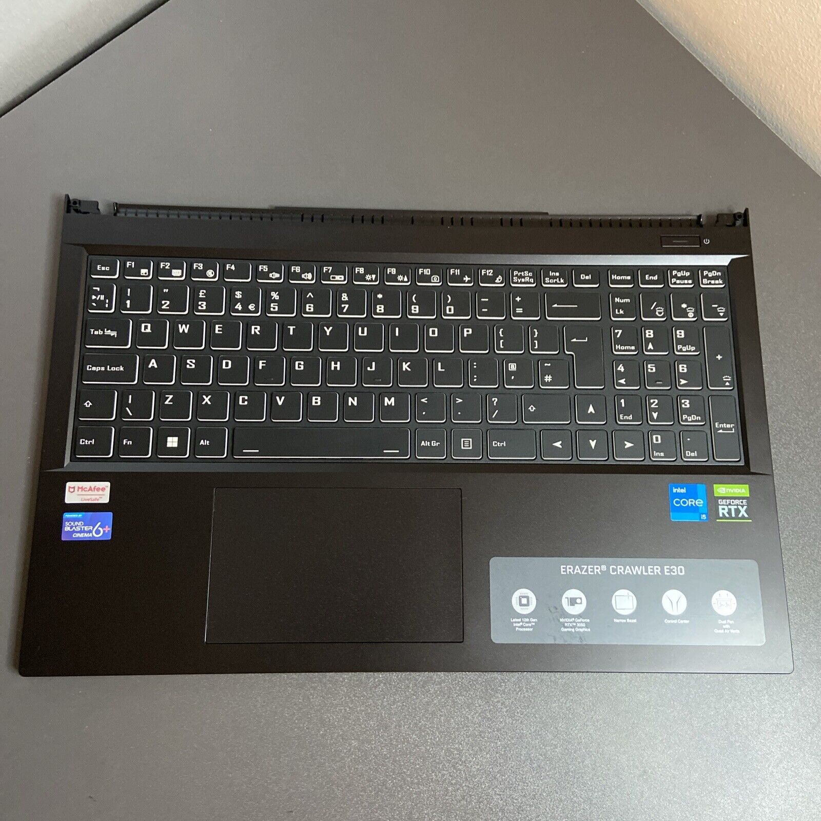 Medion Erazer Crawler E30 Complete Palmrest Cover UK Keyboard NP50PNJ2