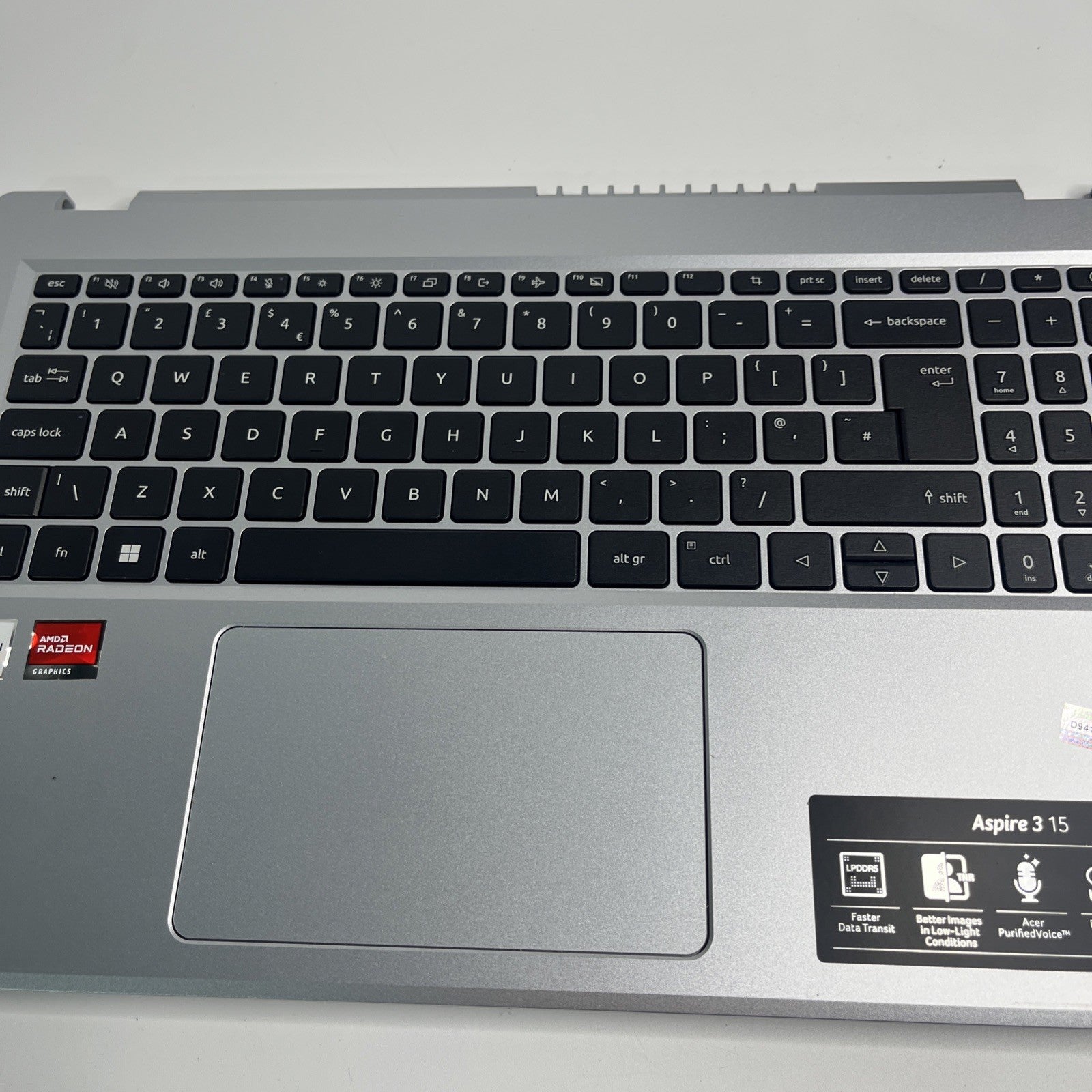 Sliver Acer Aspire 3 A315-24P Palmrest Cover UK Keyboard & Touchpad AM3ZC0006
