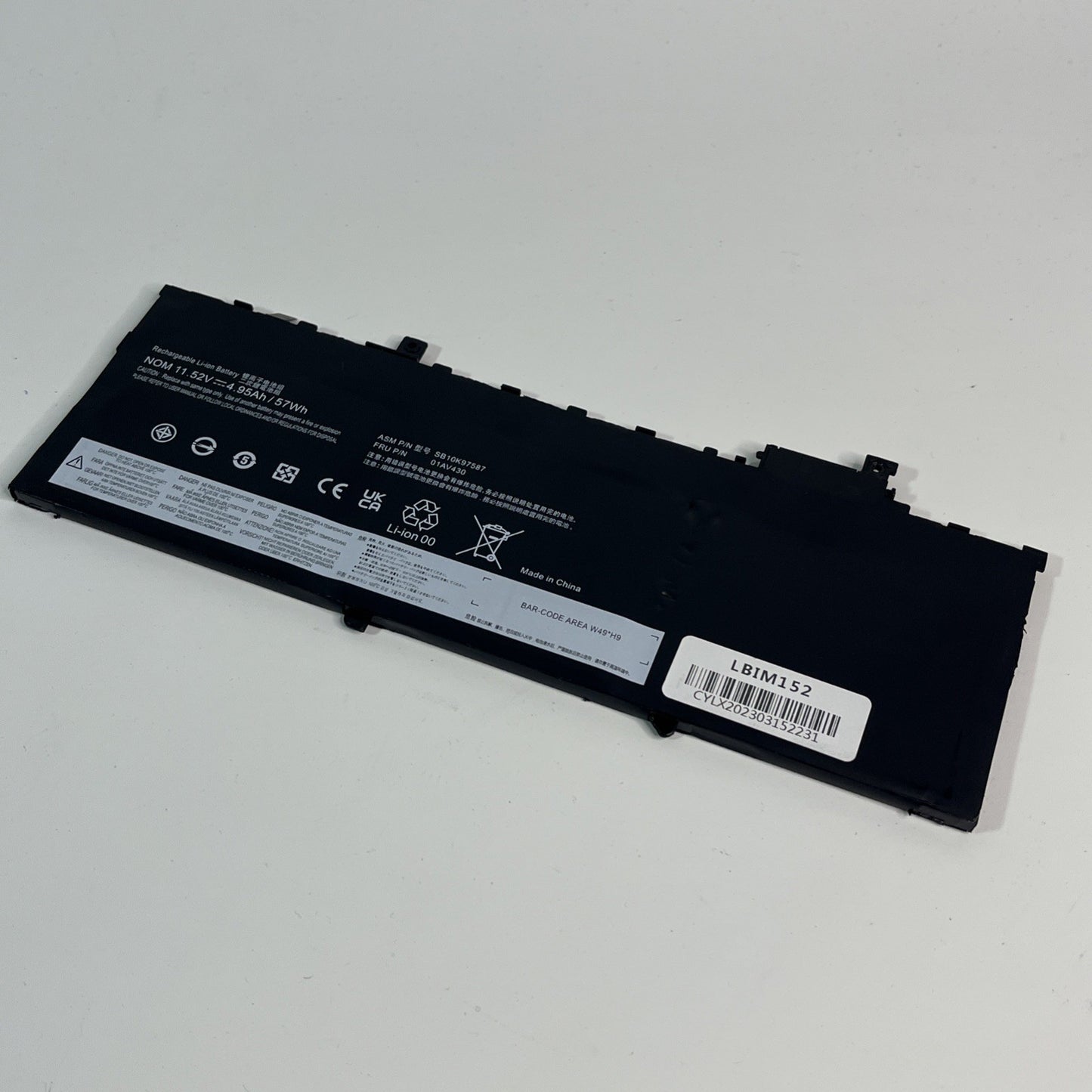 SB10K97586 Battery For Lenovo ThinkPad X1 Carbon 6th Gen, Battery Health: Good