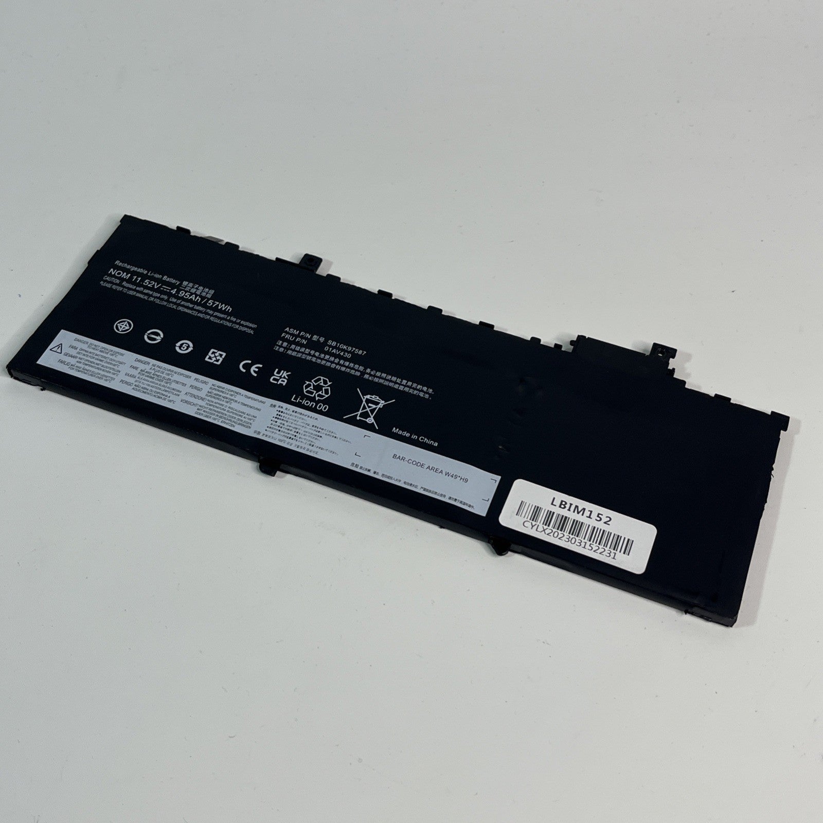 SB10K97586 Battery For Lenovo ThinkPad X1 Carbon 6th Gen, Battery Health: Good