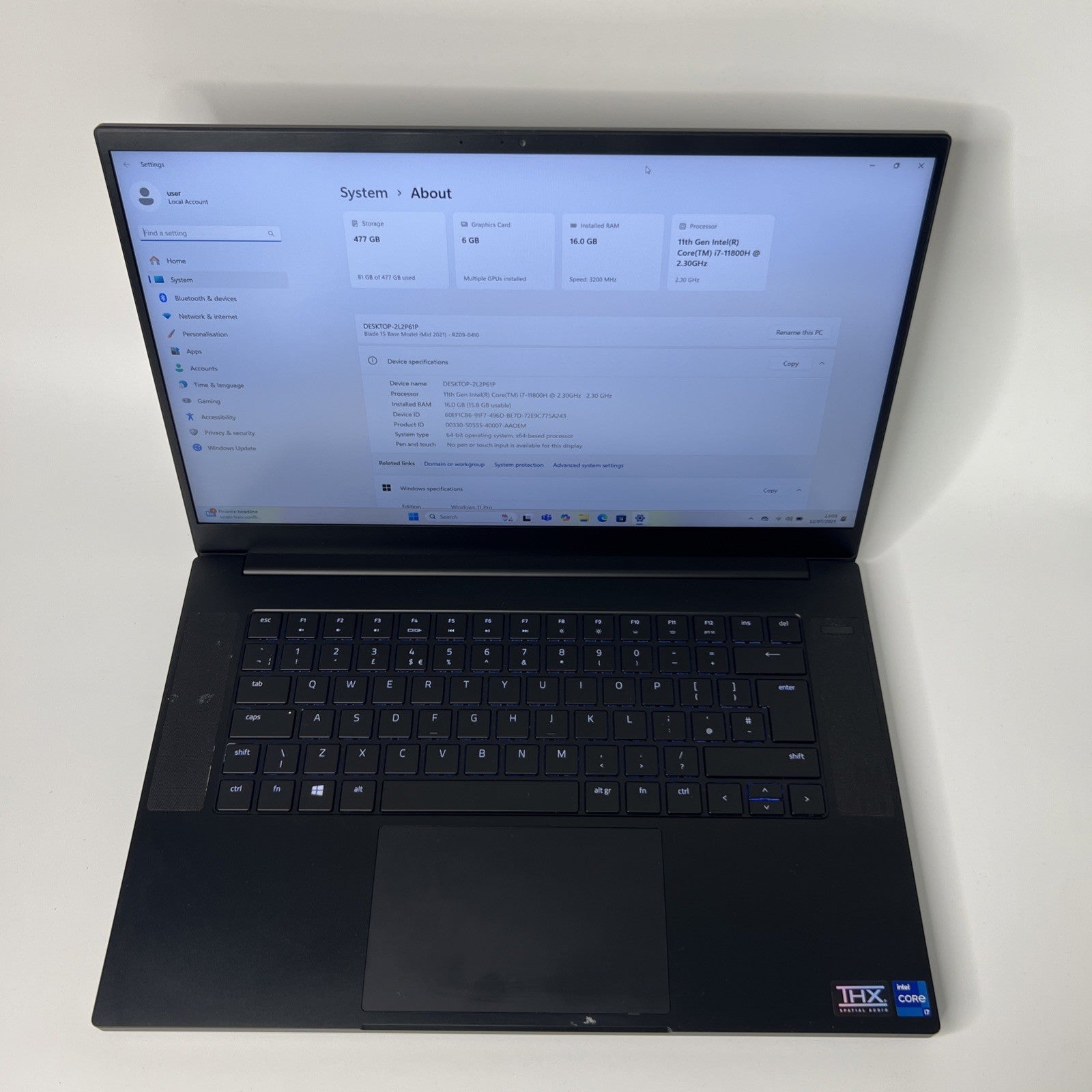Razer Blade 15 Advanced RZ09-0410 Intel Core i7 11800H 16GB 512GB SSD RTX 3060