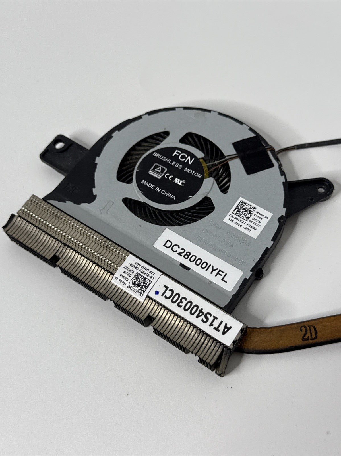 Dell Latitude 5580 CPU Heatsink and Cooling Fan 09VK27 02K3PX