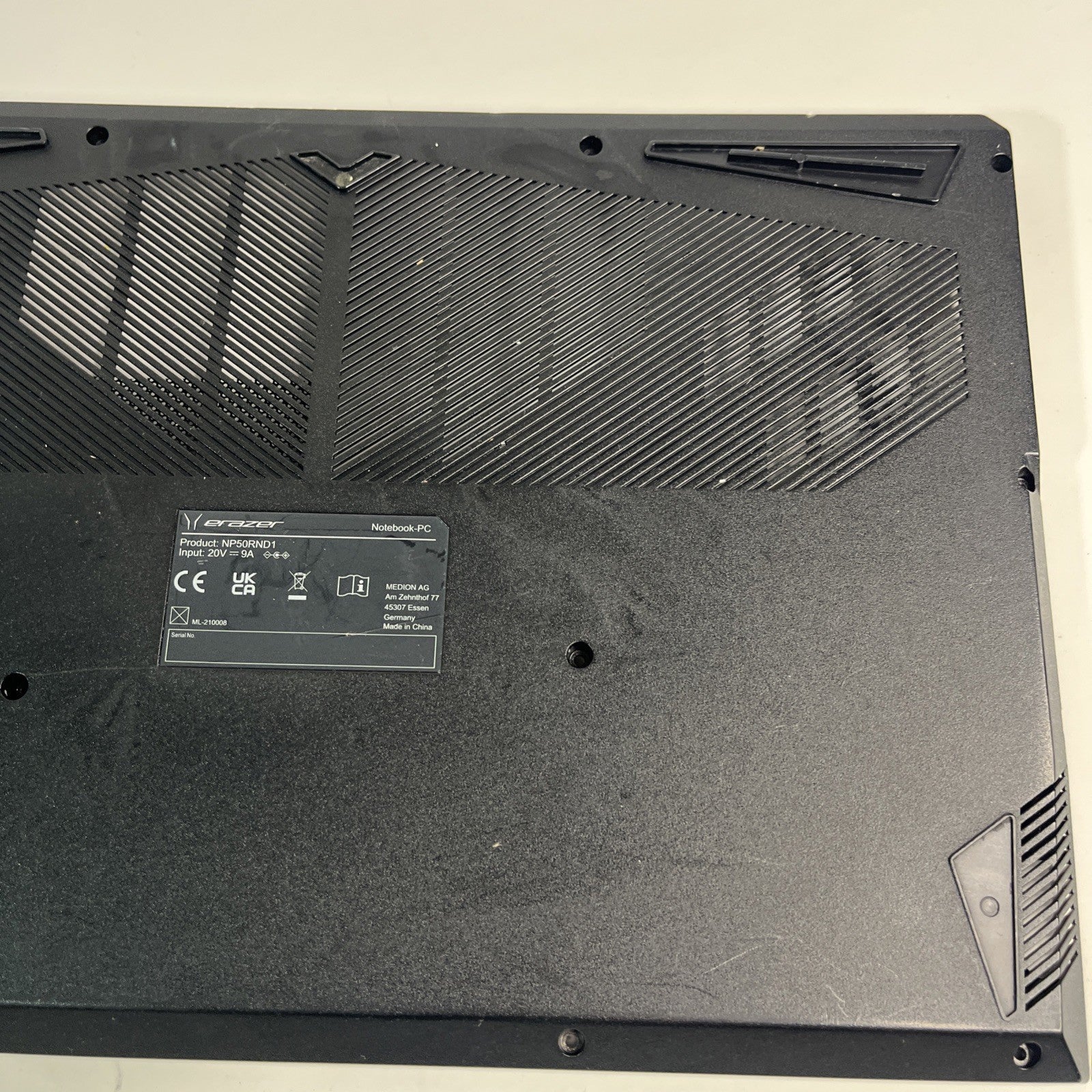 Genuine Black Medion Erazer Deputy P60 Bottom Case 6-39-N50R3