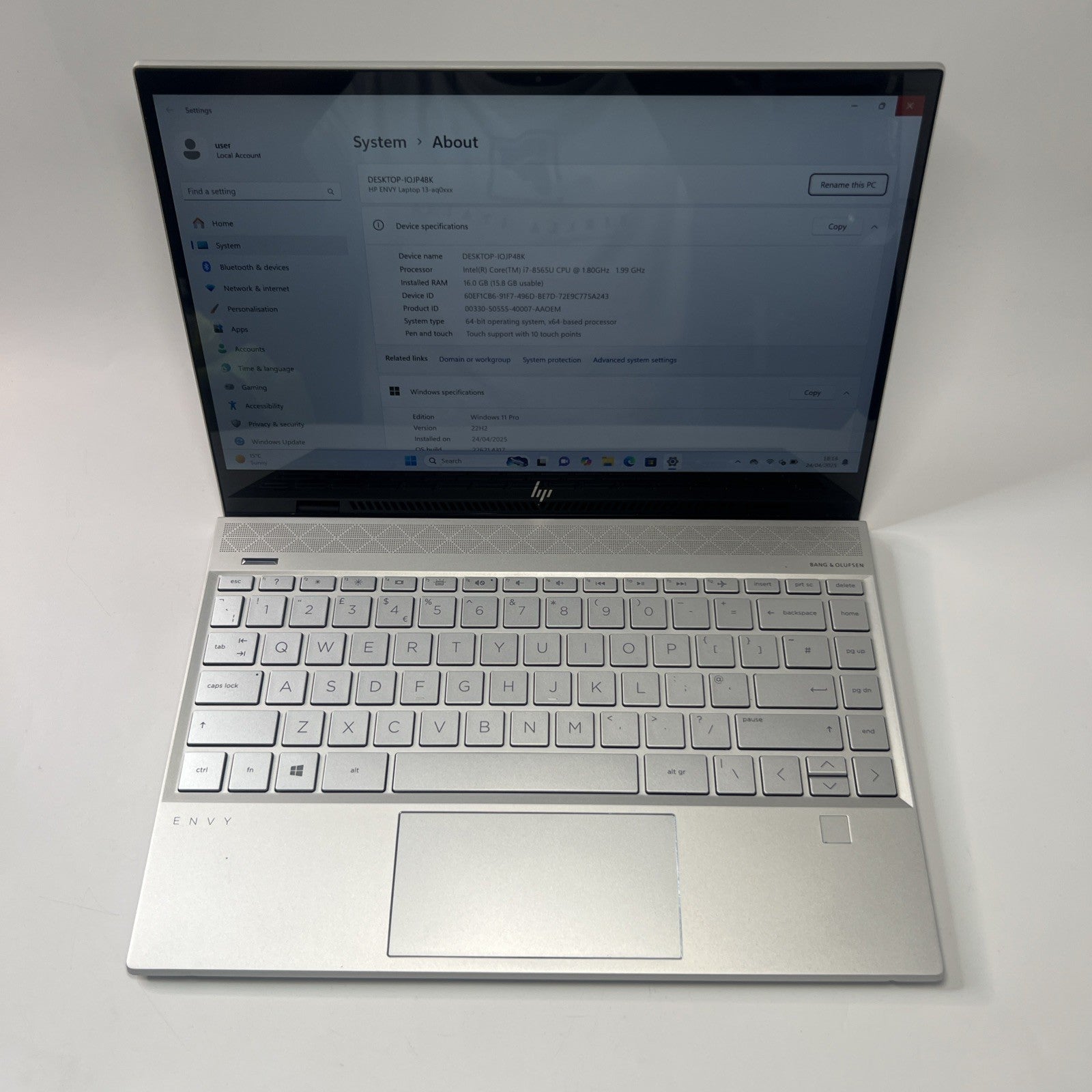 HP Envy 13-aq0003na Core i7-8565U 13.3" 16GB RAM 1TB SSD Touchscreen Windows 11