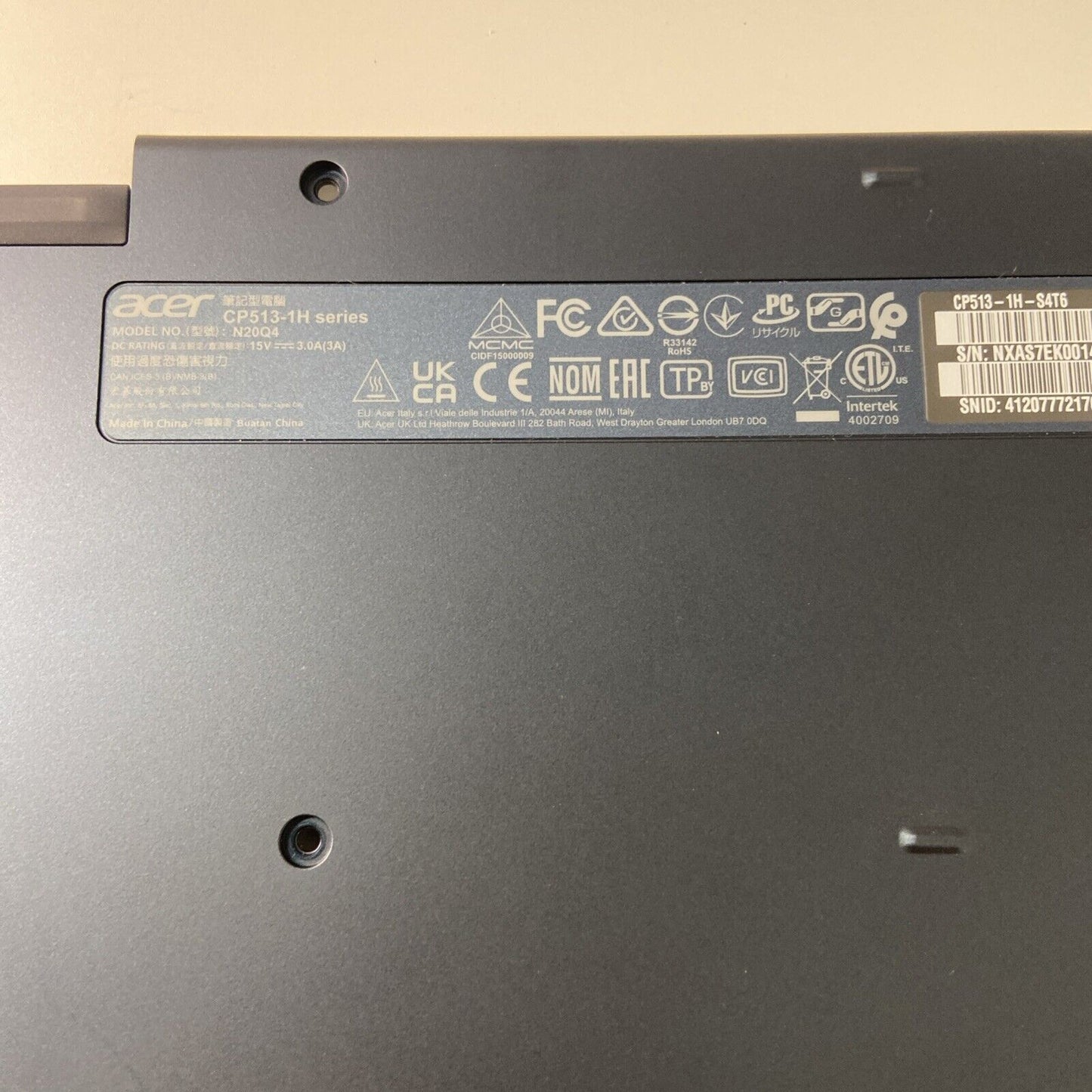 Acer Chromebook Spin CP513-1H CP513-1HL Bottom Base Chassis Blue