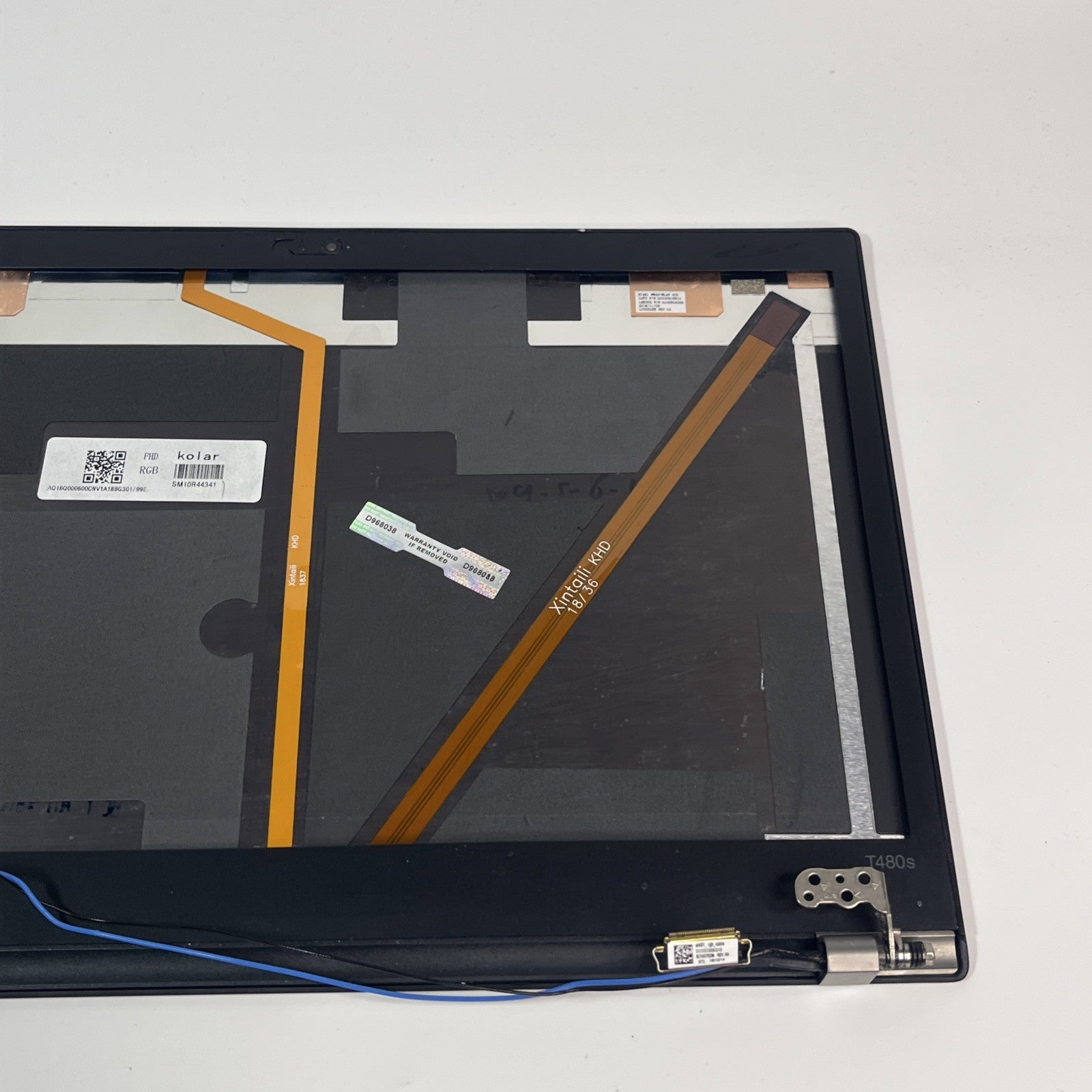 Lenovo ThinkPad T480s Series AQ16Q00060 Complete Top Lid Cover, Cables, Hinges.
