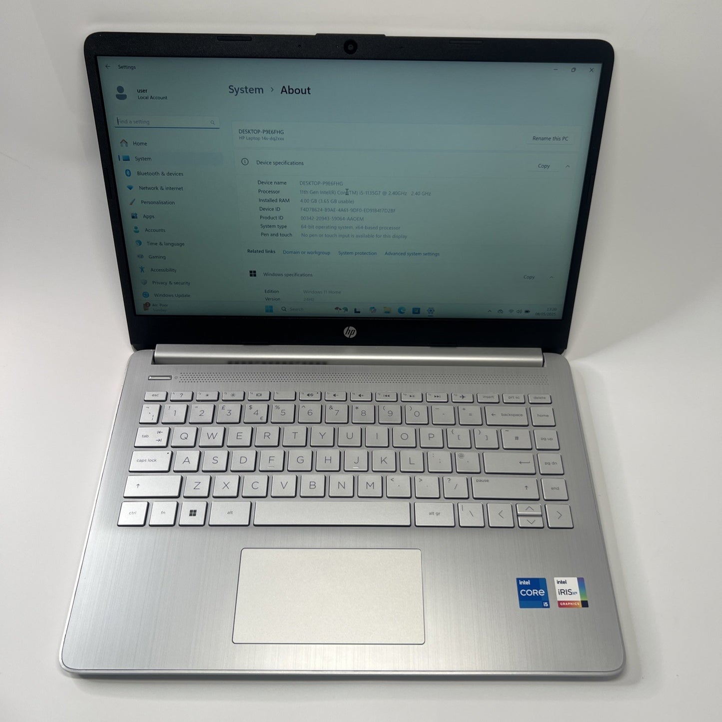 HP 14s-dq2512sa 14" FHD Intel Core i5-1135G7 256GB SSD 8GB RAM Windows 11 Laptop