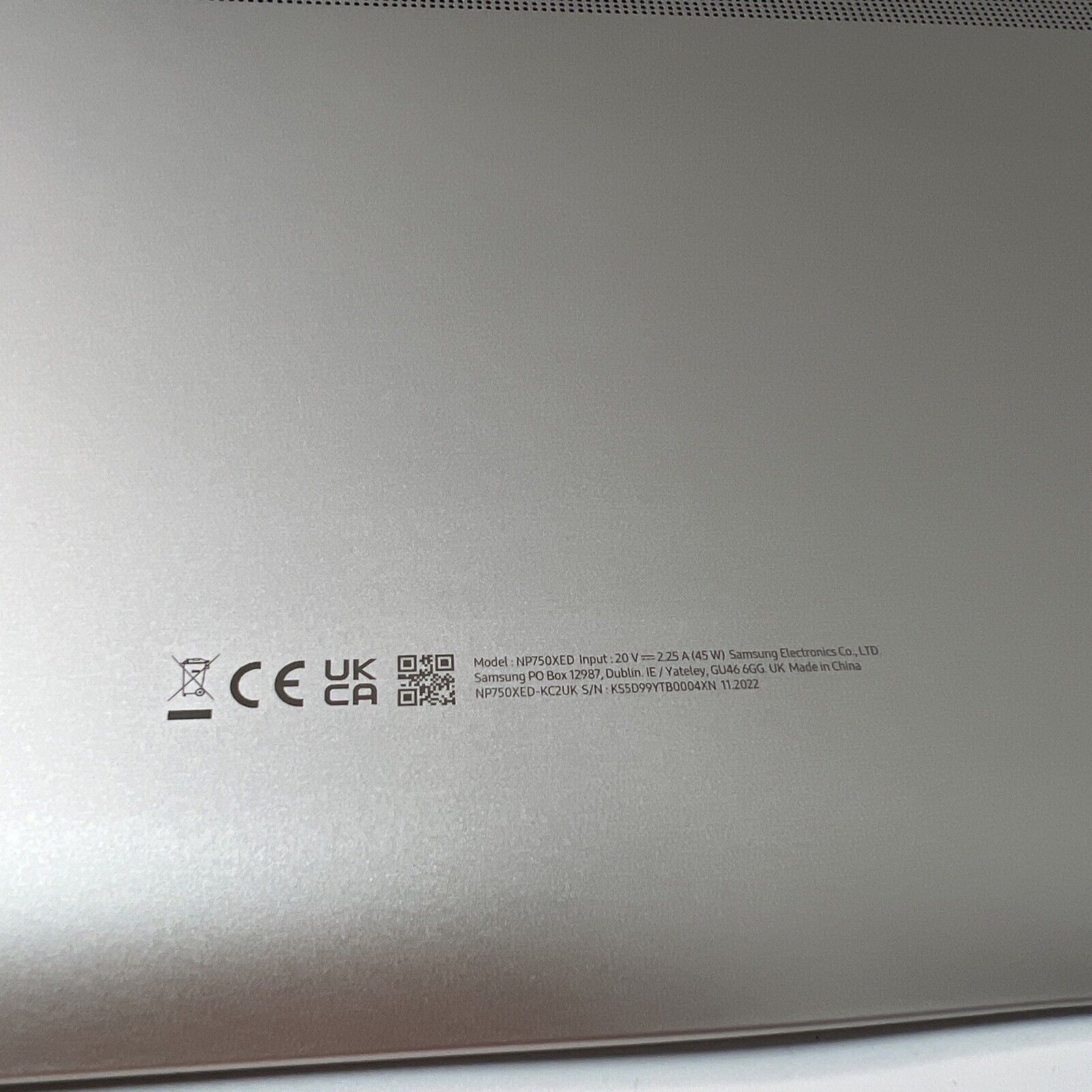 Samsung Galaxy Book NP750XED Bottom Base Case Cover Silver HQ20733111800