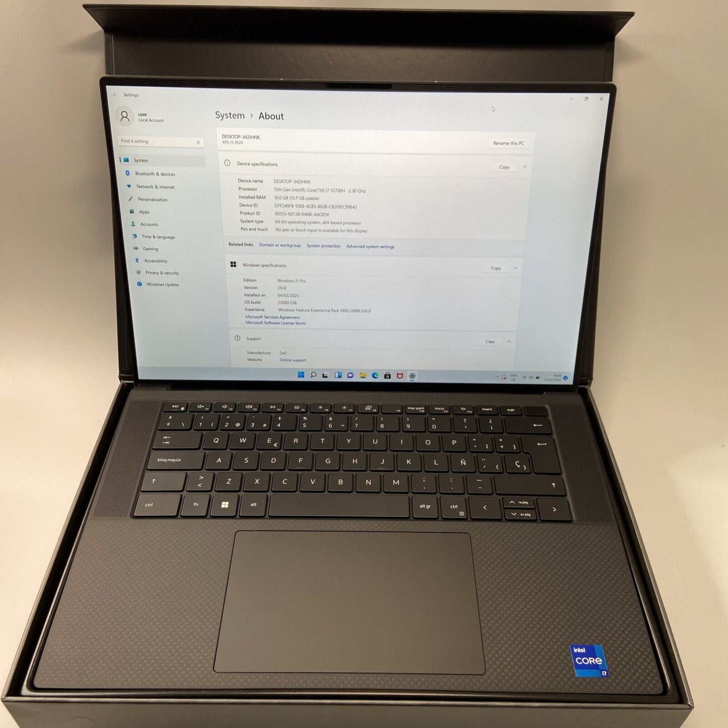 Dell XPS 15 9520 Laptop i7-12700H Gen 16GB RAM 1TB SSD RTX 3050 Ti Spanish KB