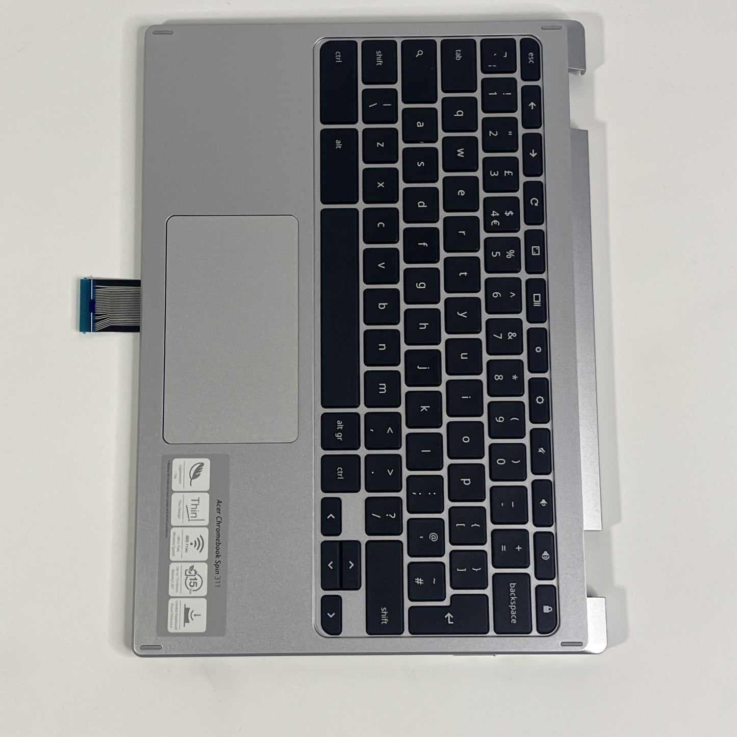 Sliver Acer Chromebook Spin CP311-3H Palmrest, Touchpad And Speakers CRQLLE