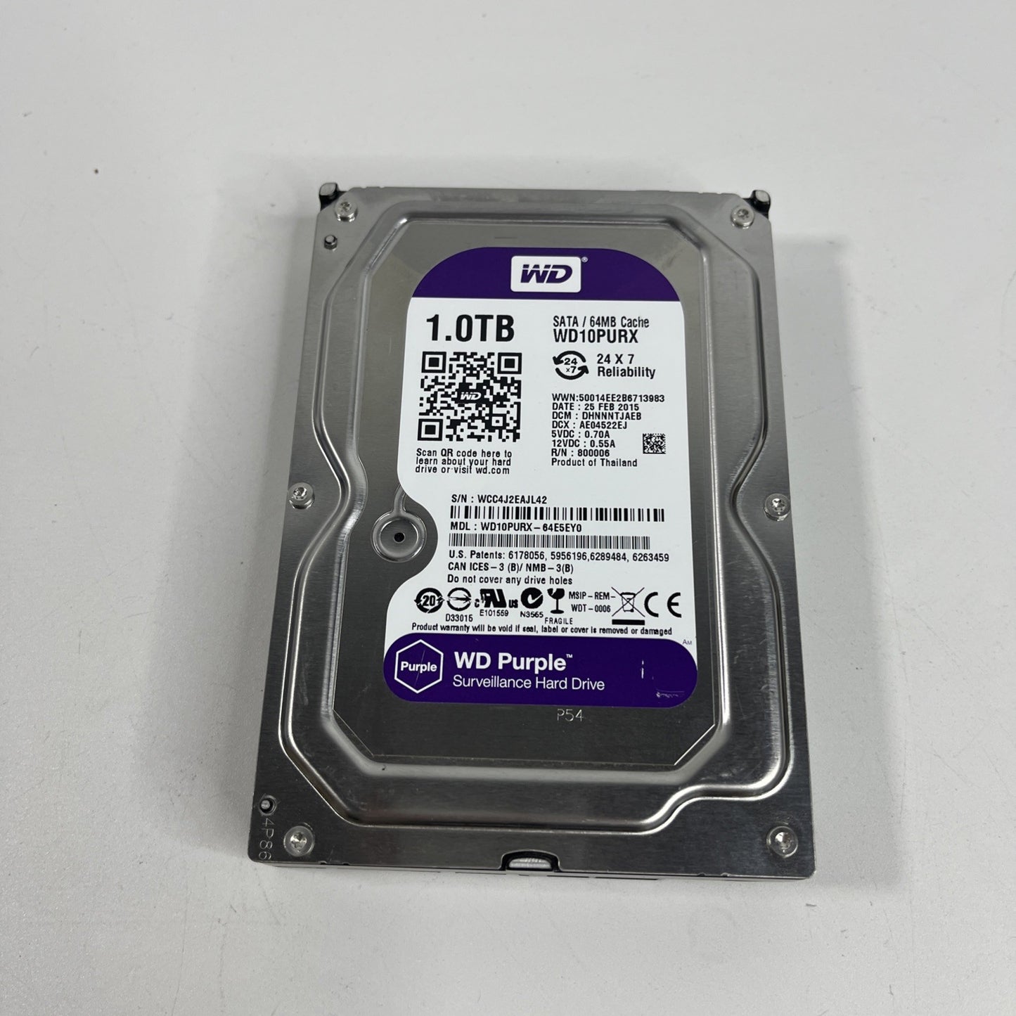 Western Digital WD Purple 1TB,Internal,5400 RPM,8.89 cm (3.5") (WD10PURX)...