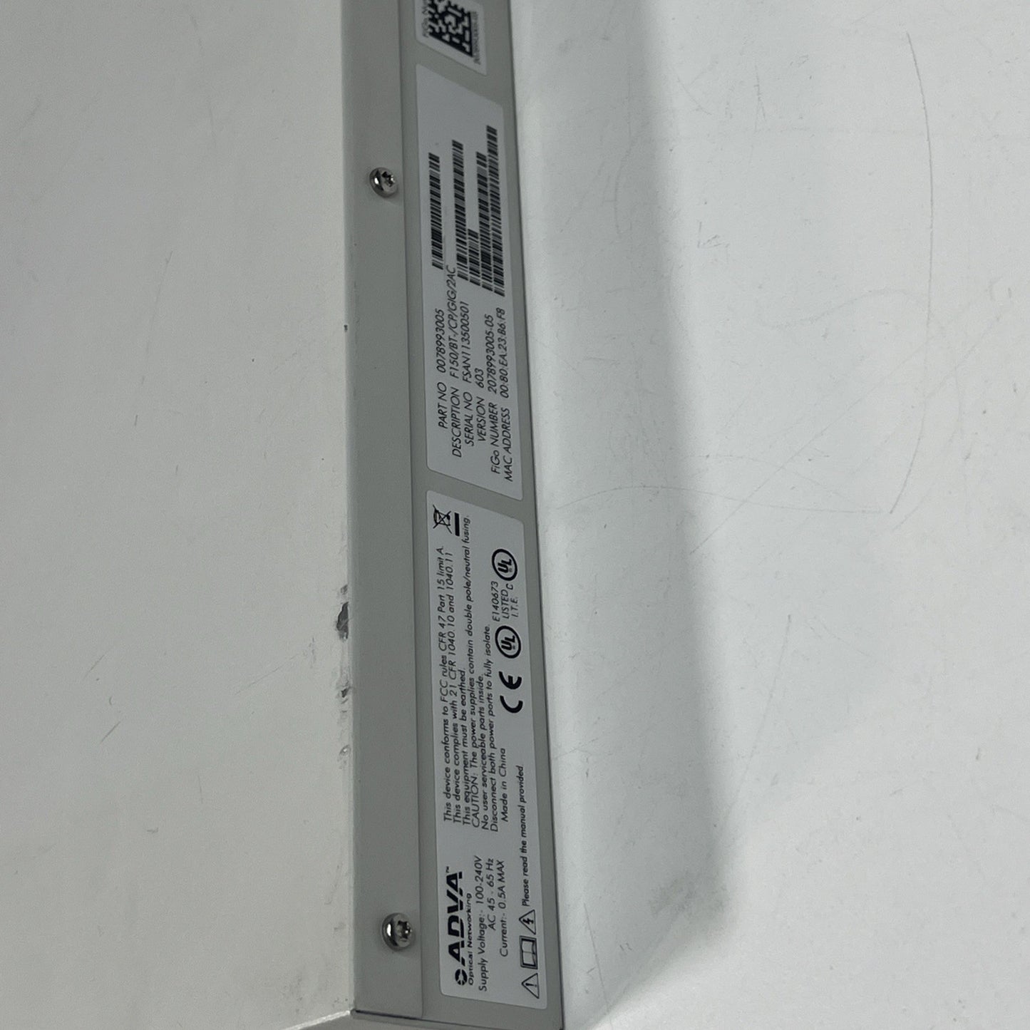 Adva FSP150CP Optical Networking Ethernet Switch F150/BT-CP/GIG/2AC 0078993005