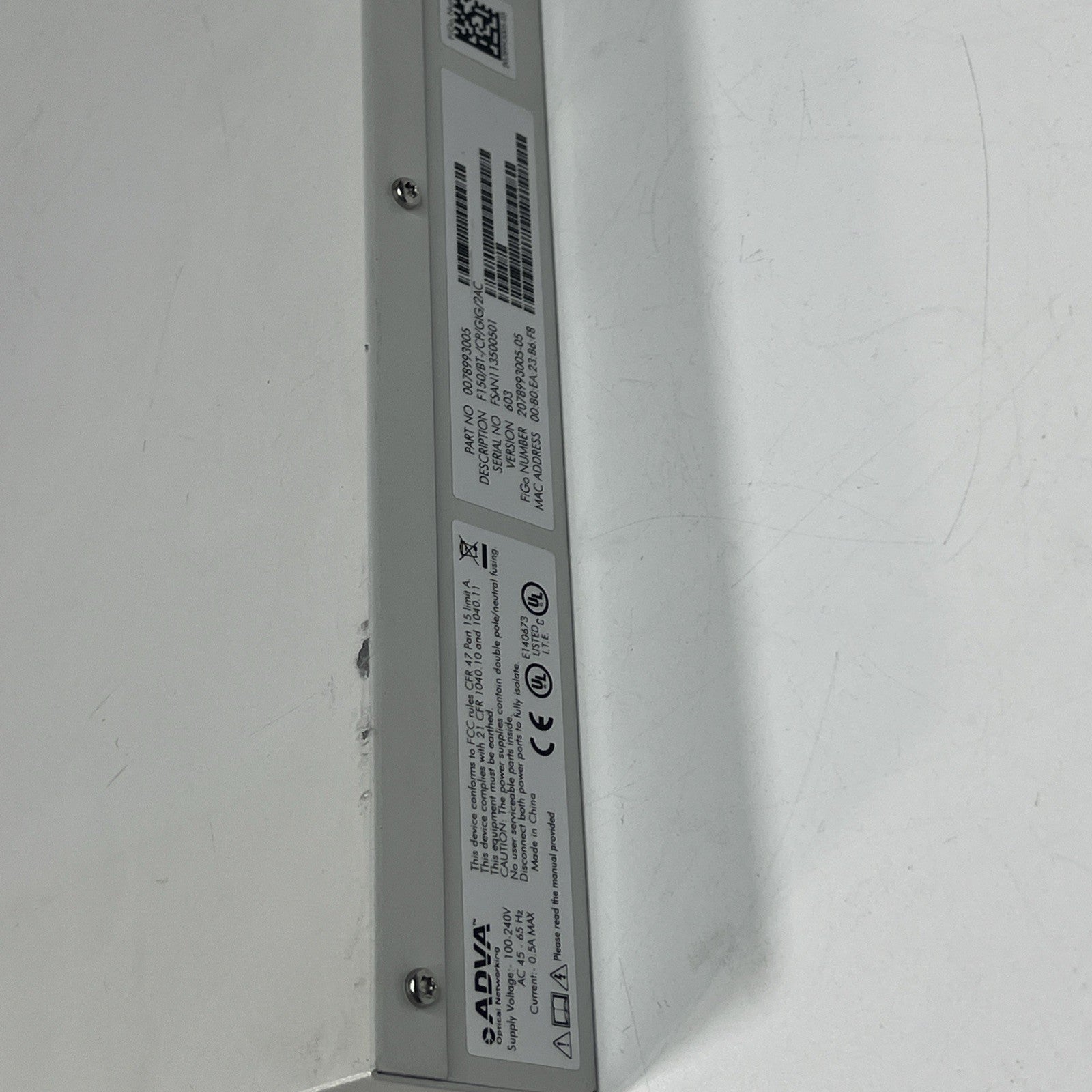 Adva FSP150CP Optical Networking Ethernet Switch F150/BT-CP/GIG/2AC 0078993005