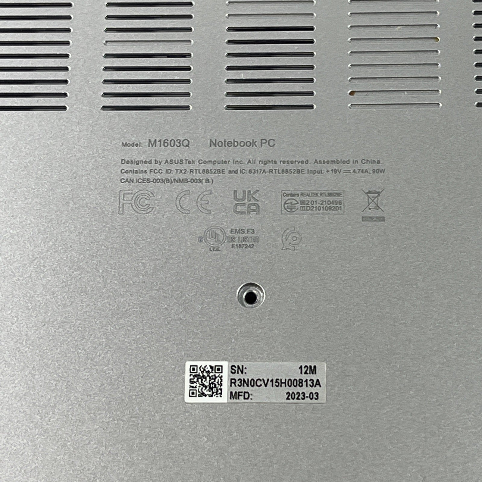 Genuine Silver Asus Vivobook 16 M1603Q bottom base 13N1-FDA0A11