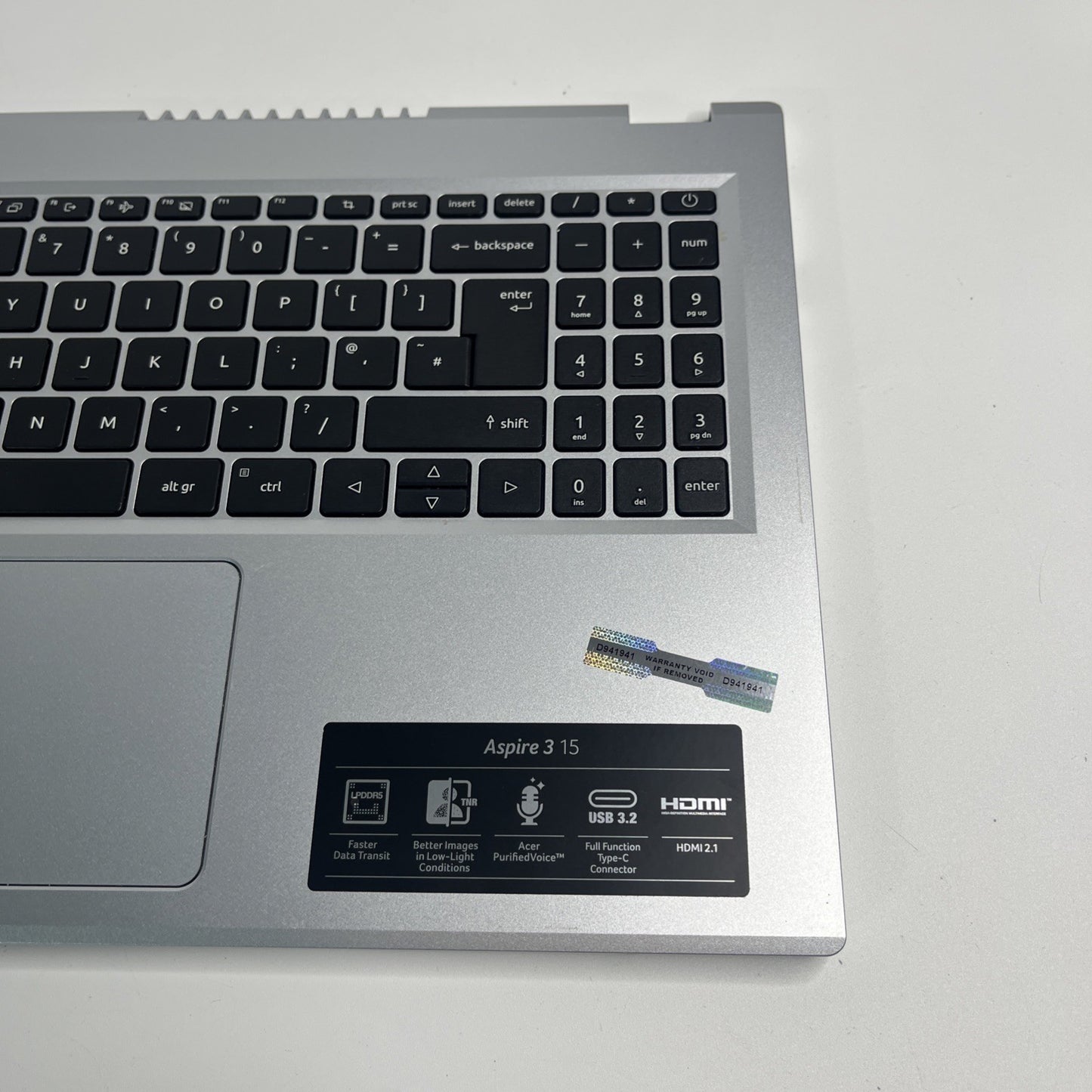 Sliver Acer Aspire 3 A315-24P Palmrest Cover UK Keyboard & Touchpad AM3ZC0006