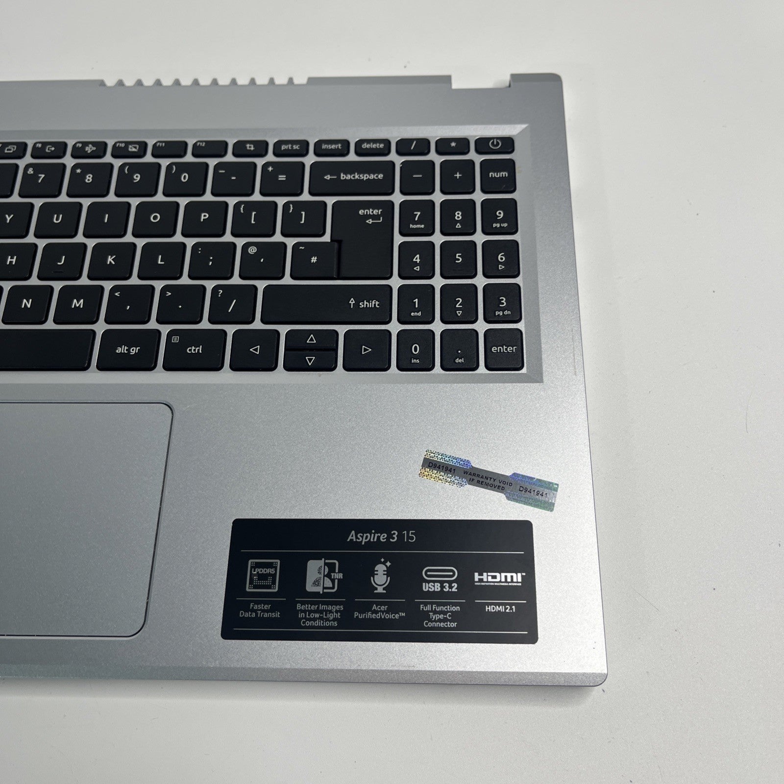 Sliver Acer Aspire 3 A315-24P Palmrest Cover UK Keyboard & Touchpad AM3ZC0006