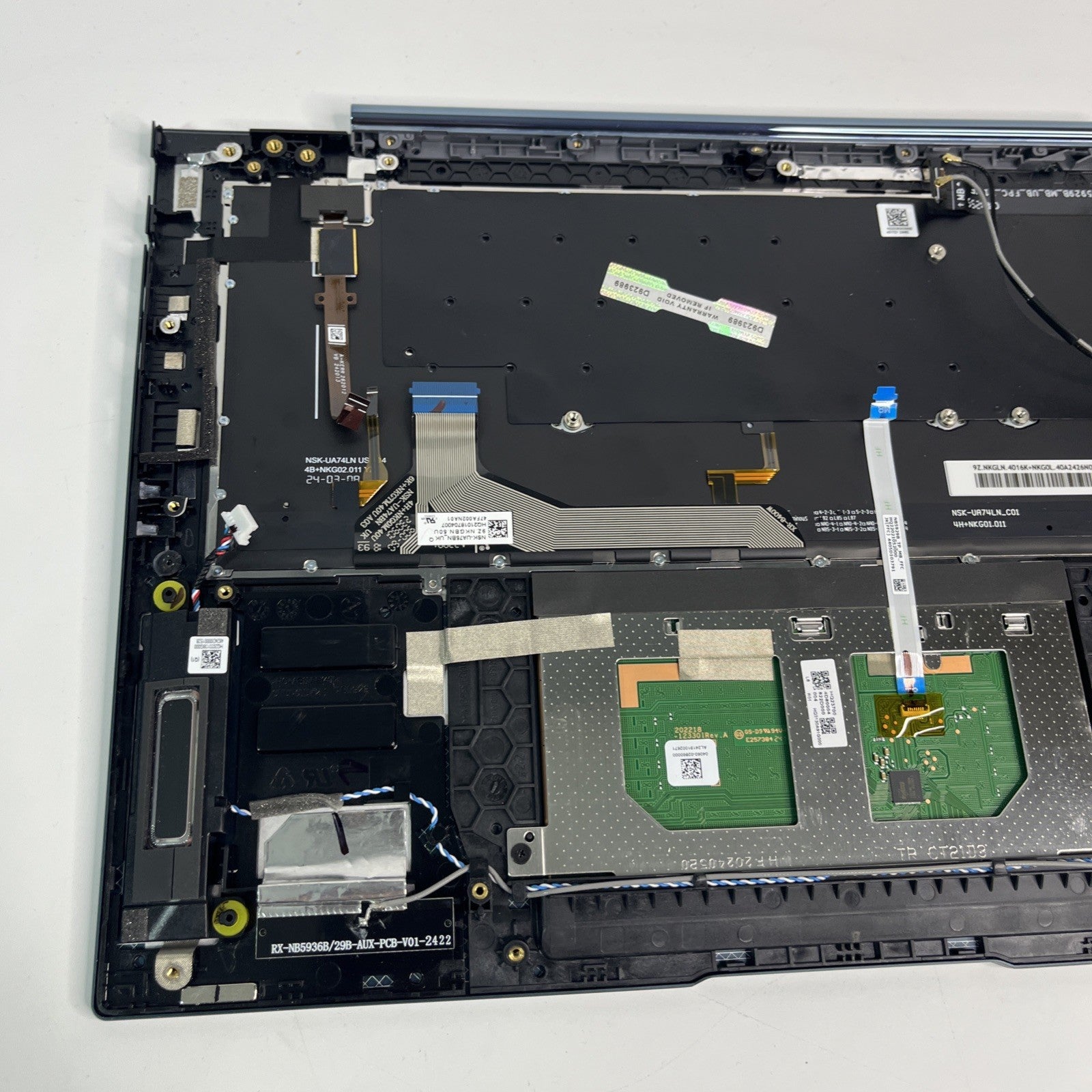 Blue ASUS ZENBOOK 14 FLIP OLED UX3402V Palmrest, Keyboard ,speaker & Touchpad.