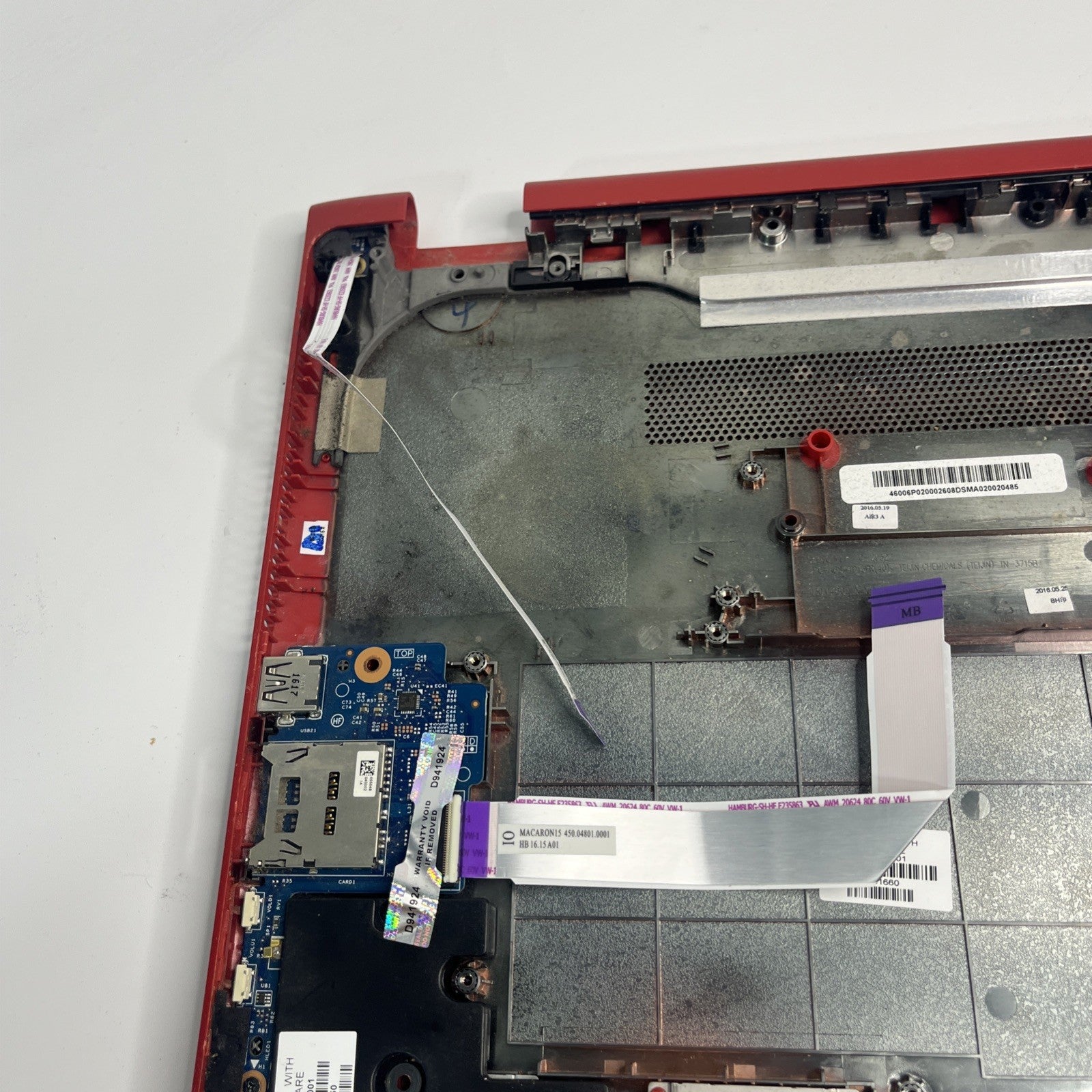 Genuine Red Hp Pavilion 15-BK060SA Bottom Base Cover Case, Speakers+ Usb Board.