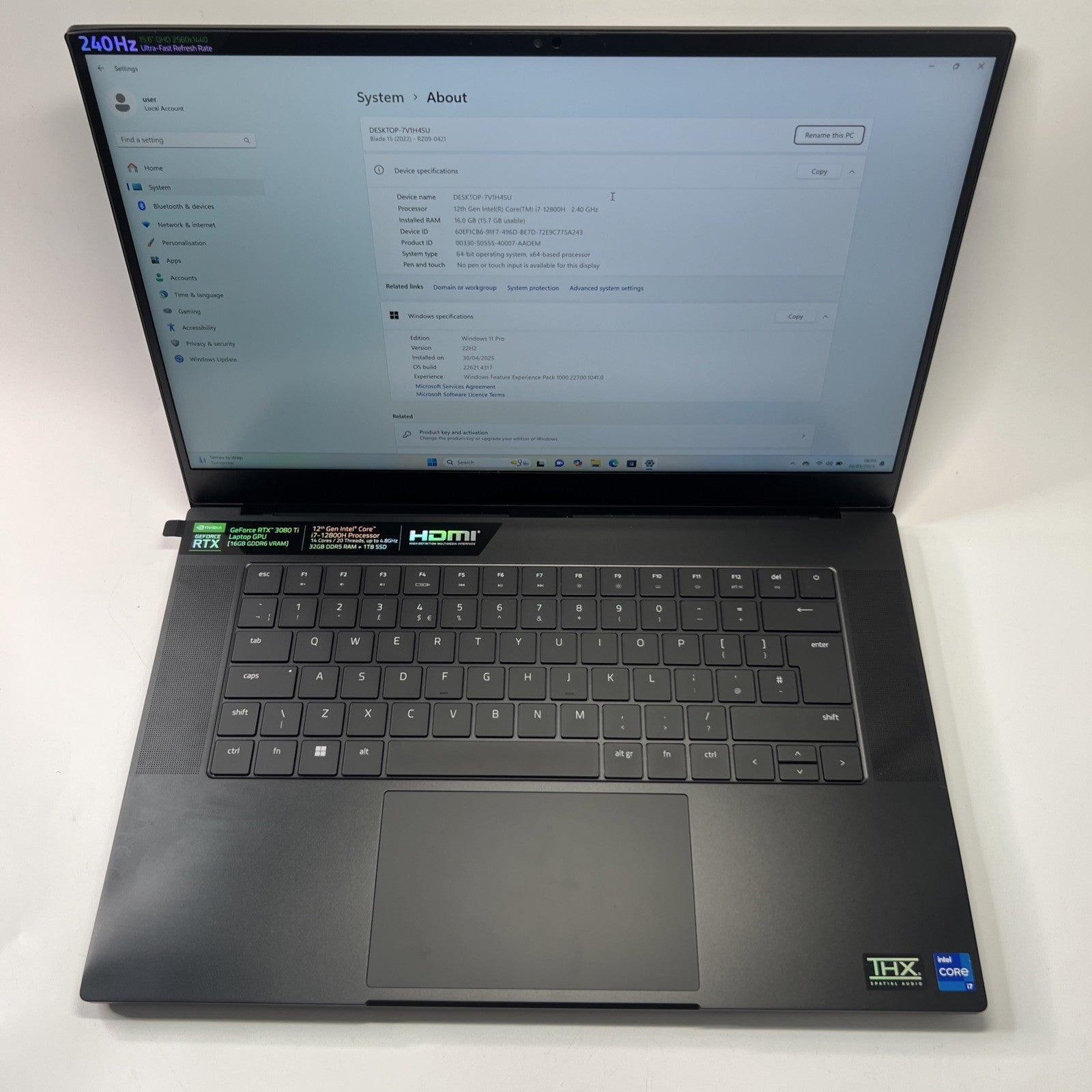 Razer Blade 15 Advanced RZ09-0421 Intel i7-12800H 32GB RAM 1TB SSD RTX 3080Ti