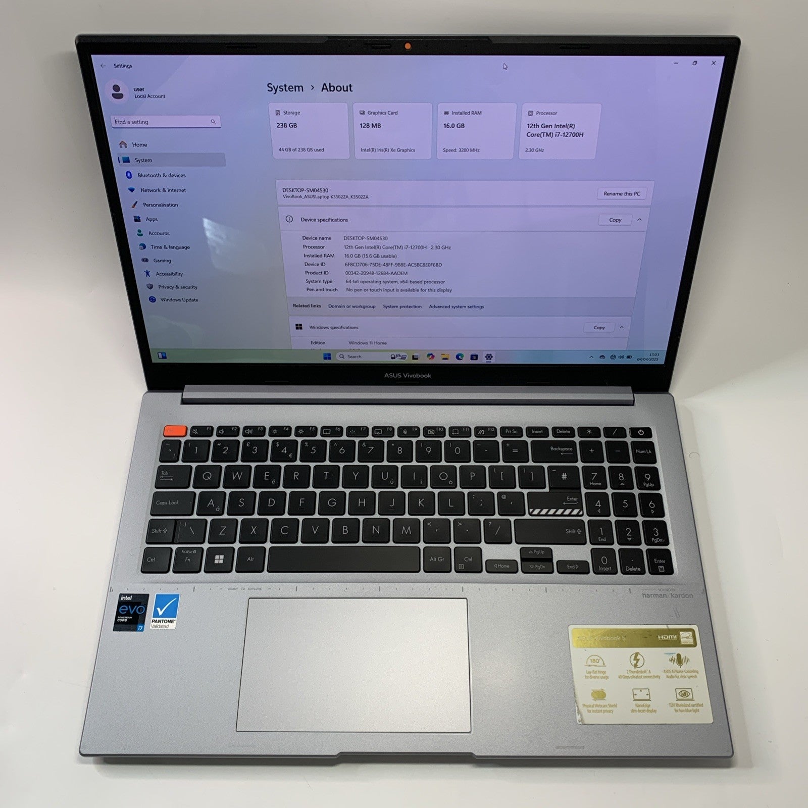 ASUS Vivobook S15 K3502ZA 15.6 OLED Laptop Intel i7-12700H 16GB RAM 256GB SSD