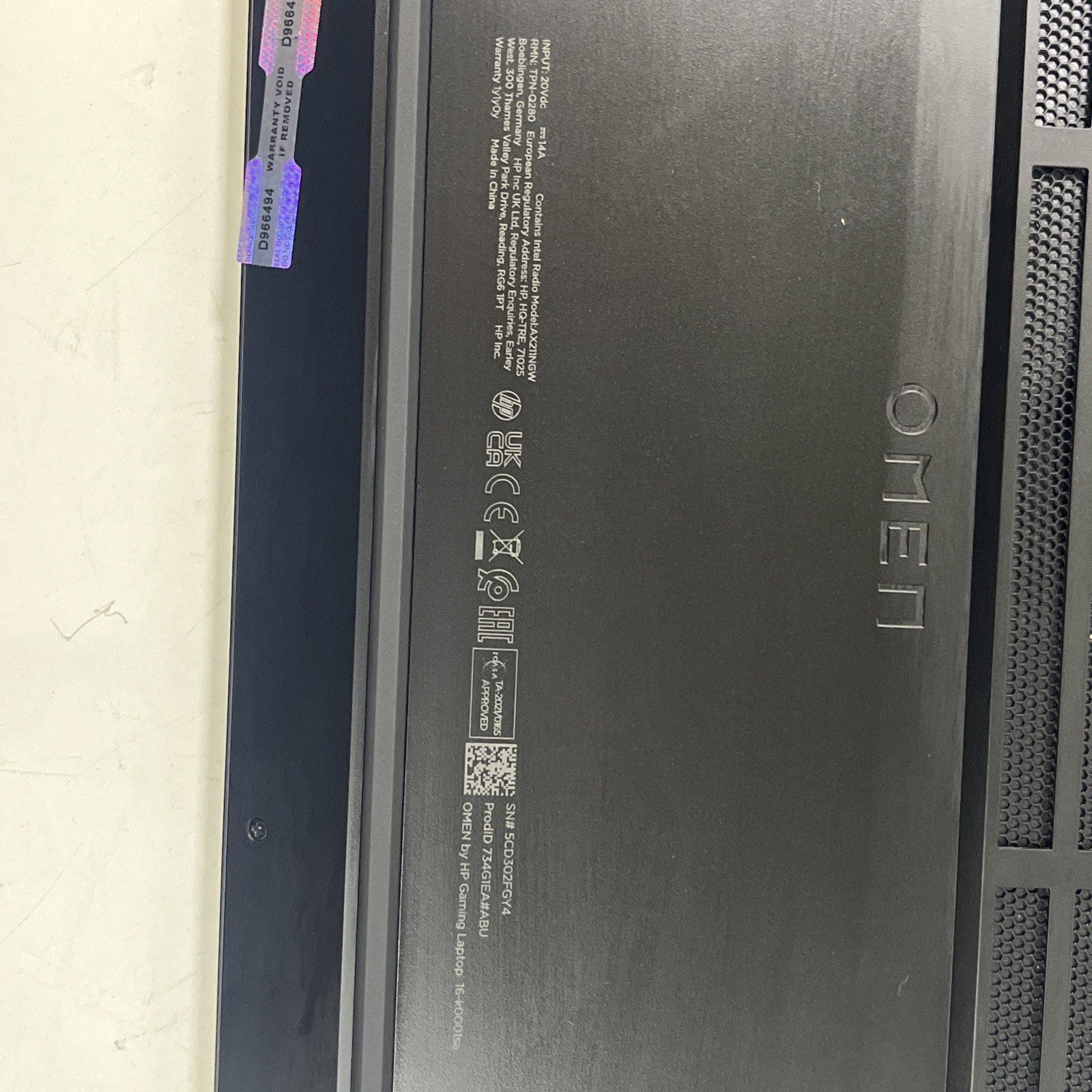 HP OMEN 16 (16-k0001sa) – Core i7-12700H 16GB RAM 1TB SSD RTX 3060. Grade A