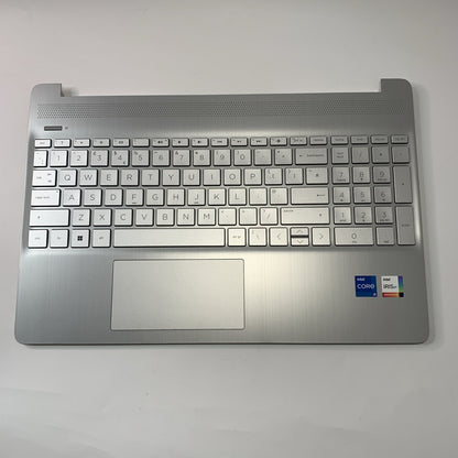 Genuine HP 15S-FQ 15S-EQ Complete Palmrest Cover UK Keyboard Silver L63578-031
