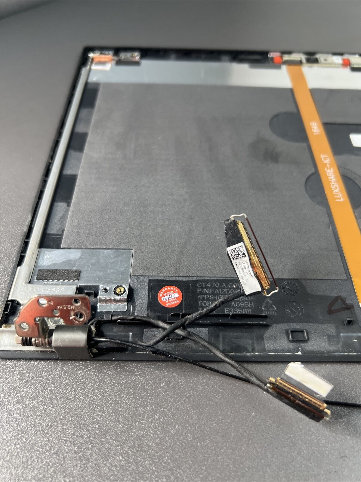 Lenovo ThinkPad T480 Laptop LCD Back Cover Top Case Black Hinges Cables