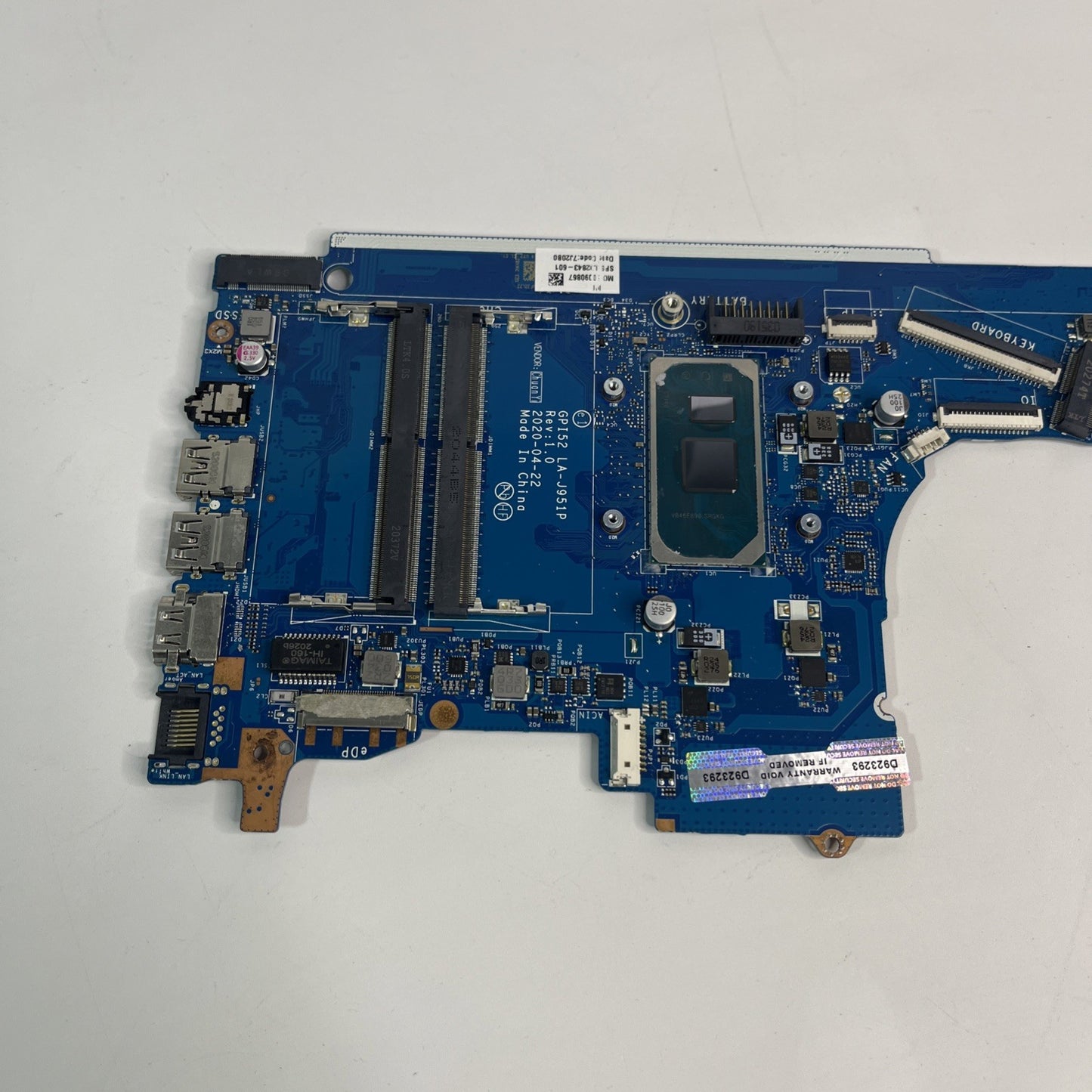HP Notebook 250 G7 Intel Core i3-1005G1 Motherboard GPI52 LA-J951P Faulty