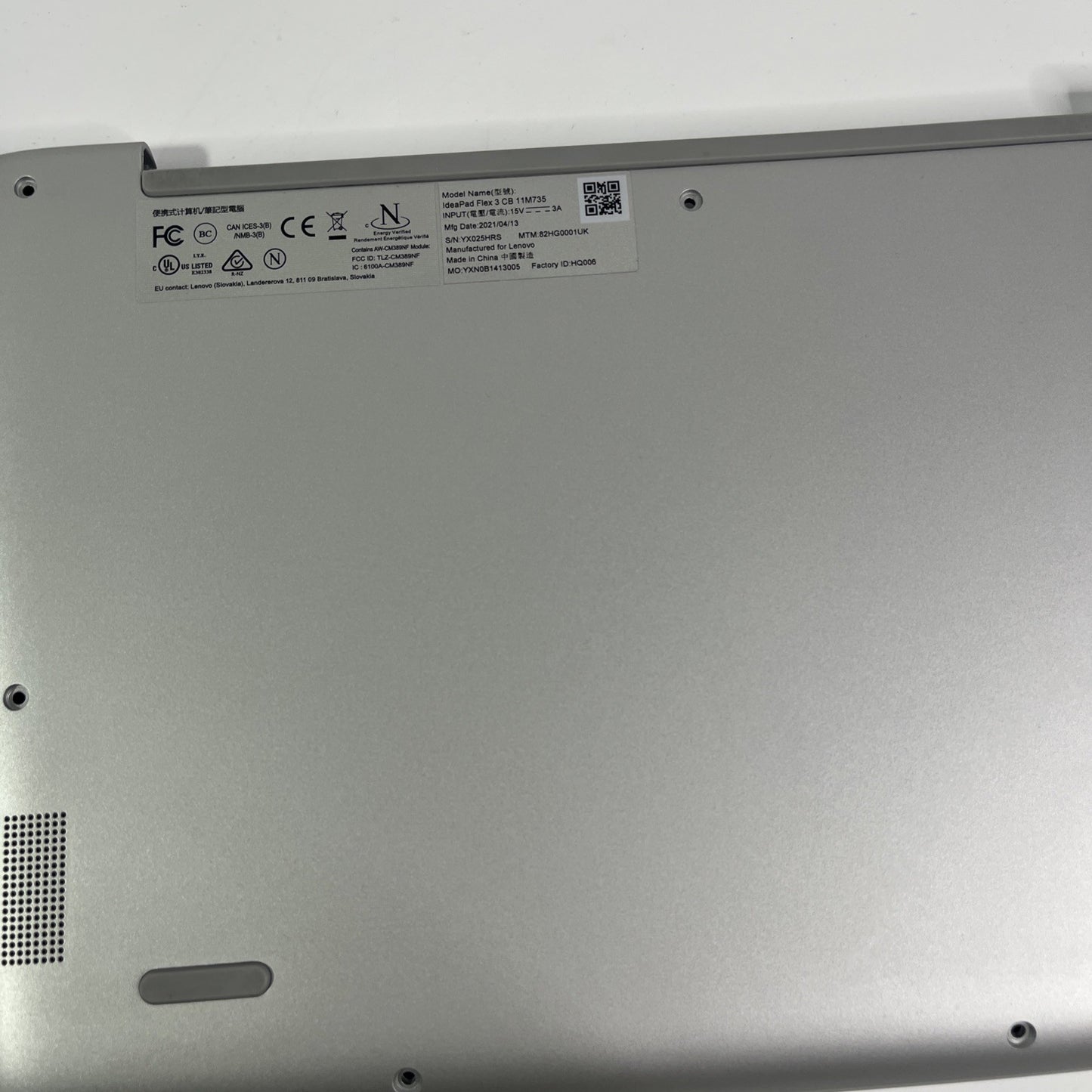 Genuine Silver Lenovo Ideapad Flex 3 CB 11M735  Bottom Base Cover 8S5CB1B