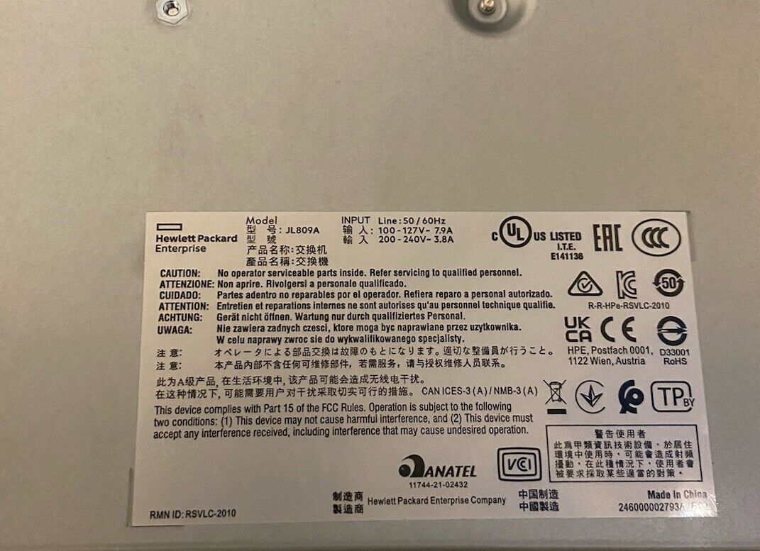 HP Aruba Switch Instant On JL809A 1960 48G 40p Cl4 8p Cl6 Poe 600w PoE 2SFP+