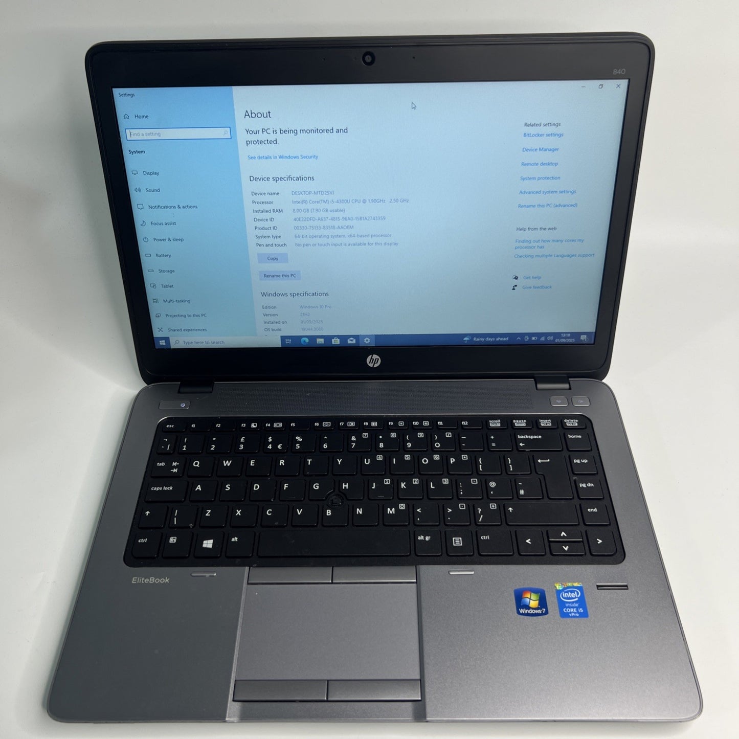 HP EliteBook 840 G1 Intel Core i5-4300U 8GB Ram 128GB SSD Windows 10 Laptop