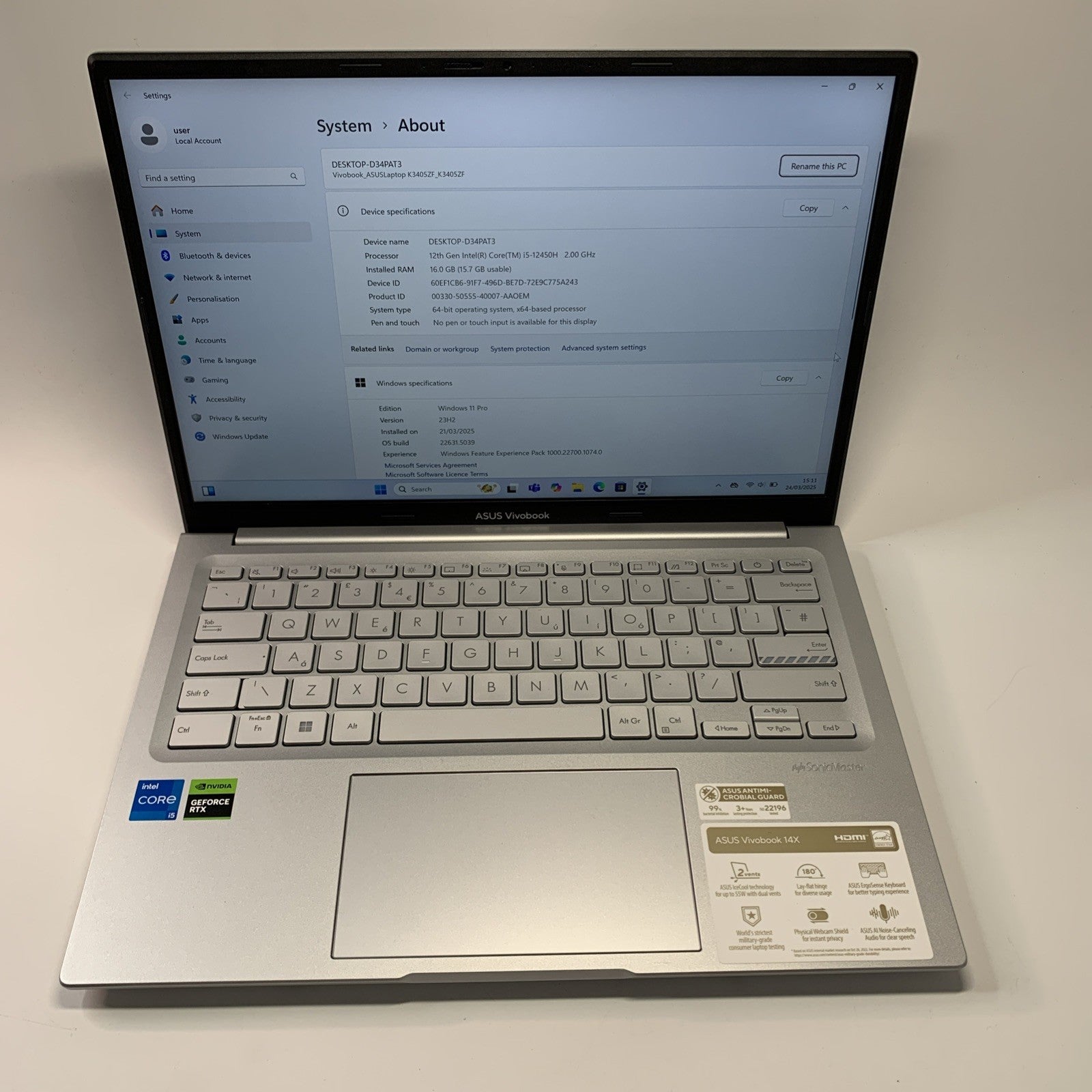 ASUS Vivobook 14X K3405Z 14” Laptop  Core i5-12450H 16GB RAM 512GB SSD RTX 2050