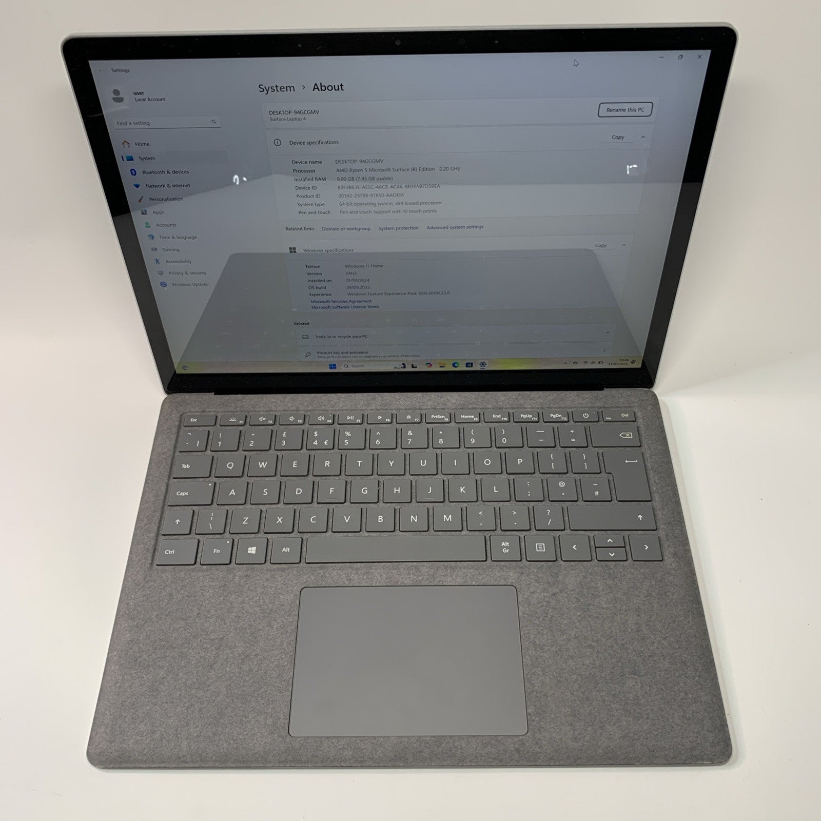 Microsoft Surface Laptop 4 1958 13.5" 2K Touch AMD Ryzen 5 8GB 256GB SSD Win 11