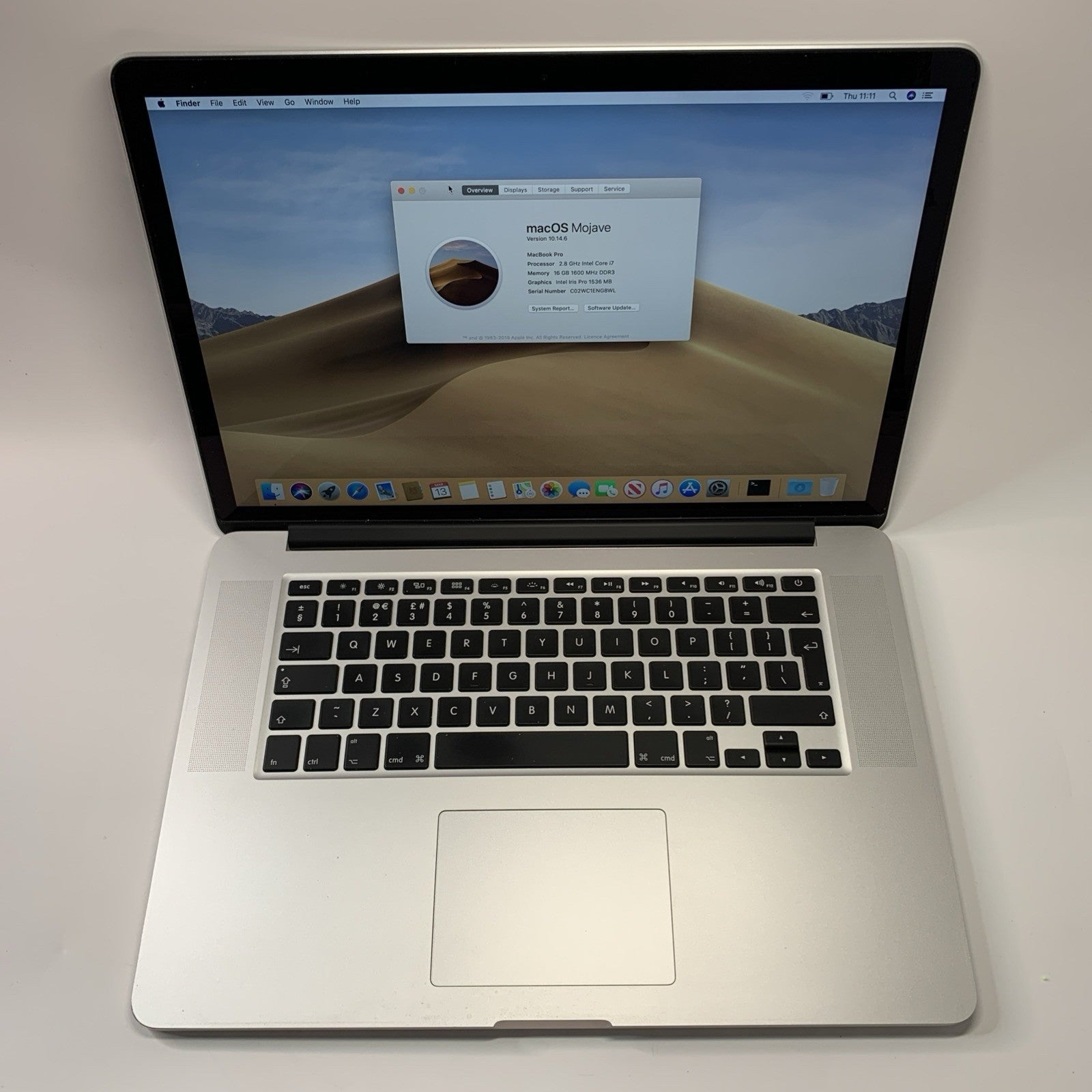 MacBook Pro Retina 15” inch, Mid 2015 2.8GHz i7 16GB 256GB Intel Iris Pro 1536MB
